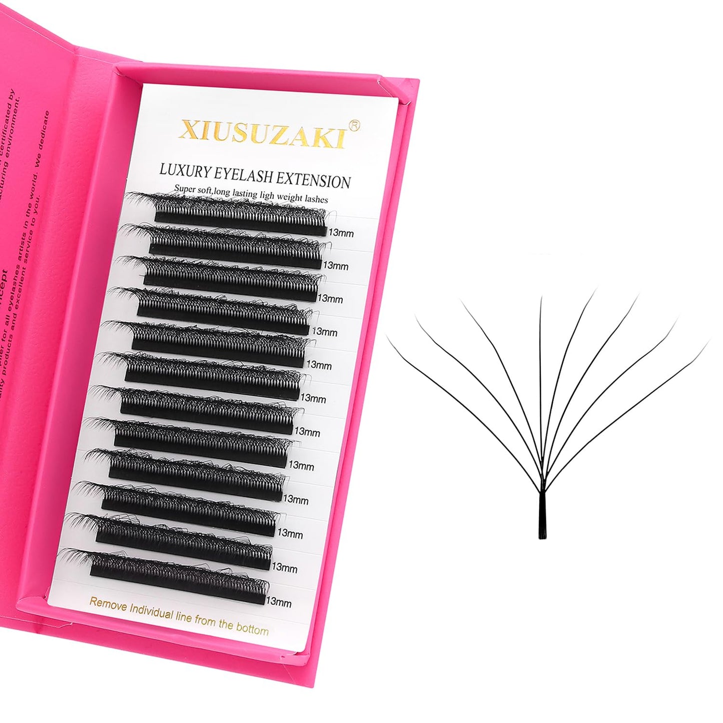 W Lash Extensions Supplies 8D Eyelash Extensions W Shape 0.07mm Thickness D Curl 11mm Premade Fans Easy Fan Lashes Volume Matte Black 12 Rows Crisscross Eye Lashes(W-8D-0.07-D,11mm)