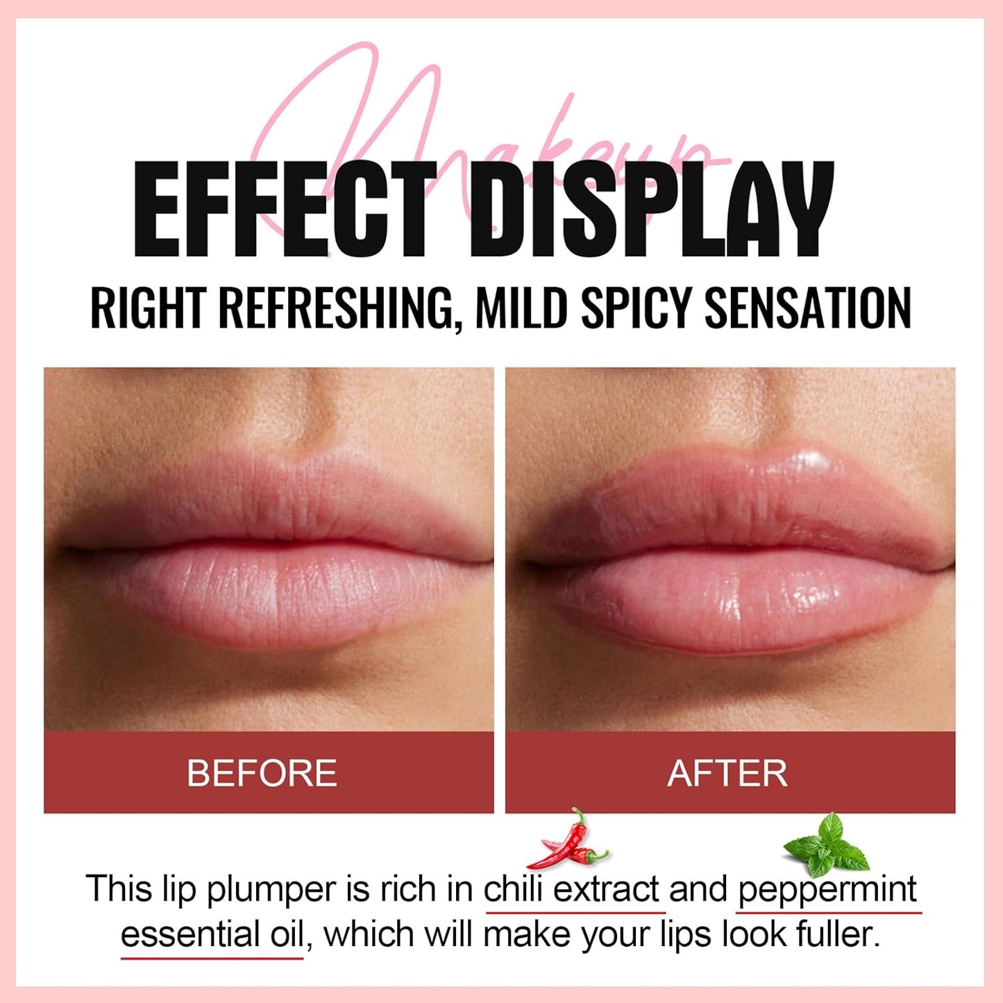 Erinde Lip Plumper Gloss, Natural Spicy Lip Plumping Booster Oil, Ultra-Hydrating & Nourishing Plump Lip Plumper, Glossy Finish Fuller Lip Plumping Gloss for Women Girls, 02#