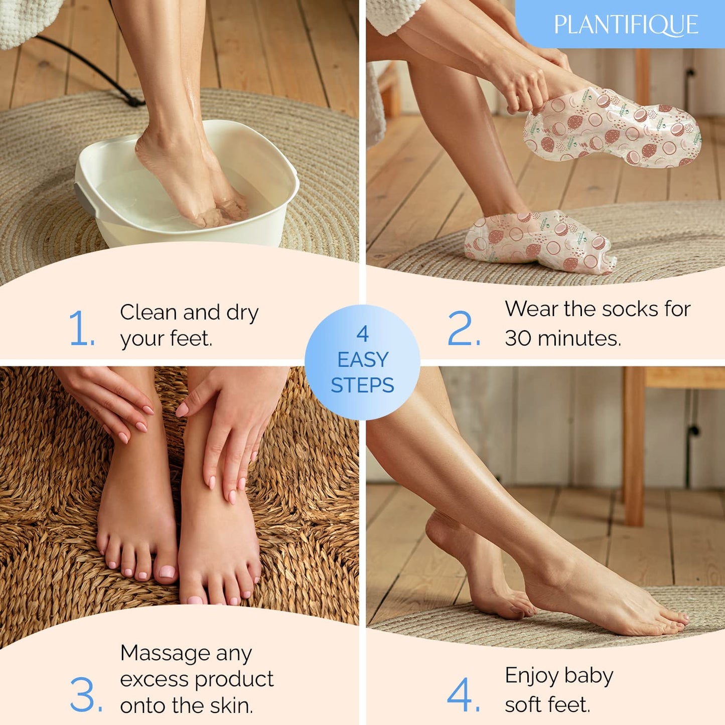 PLANTIFIQUE Korean Foot Mask with Shea Butter 2 Pairs Box for Dry & Cracked Feet | Hydrating Socks for Soft Heels | Intense Moisturizing and Repairing Dry Rough Skin | Foot Spa | Happy Feet Mask