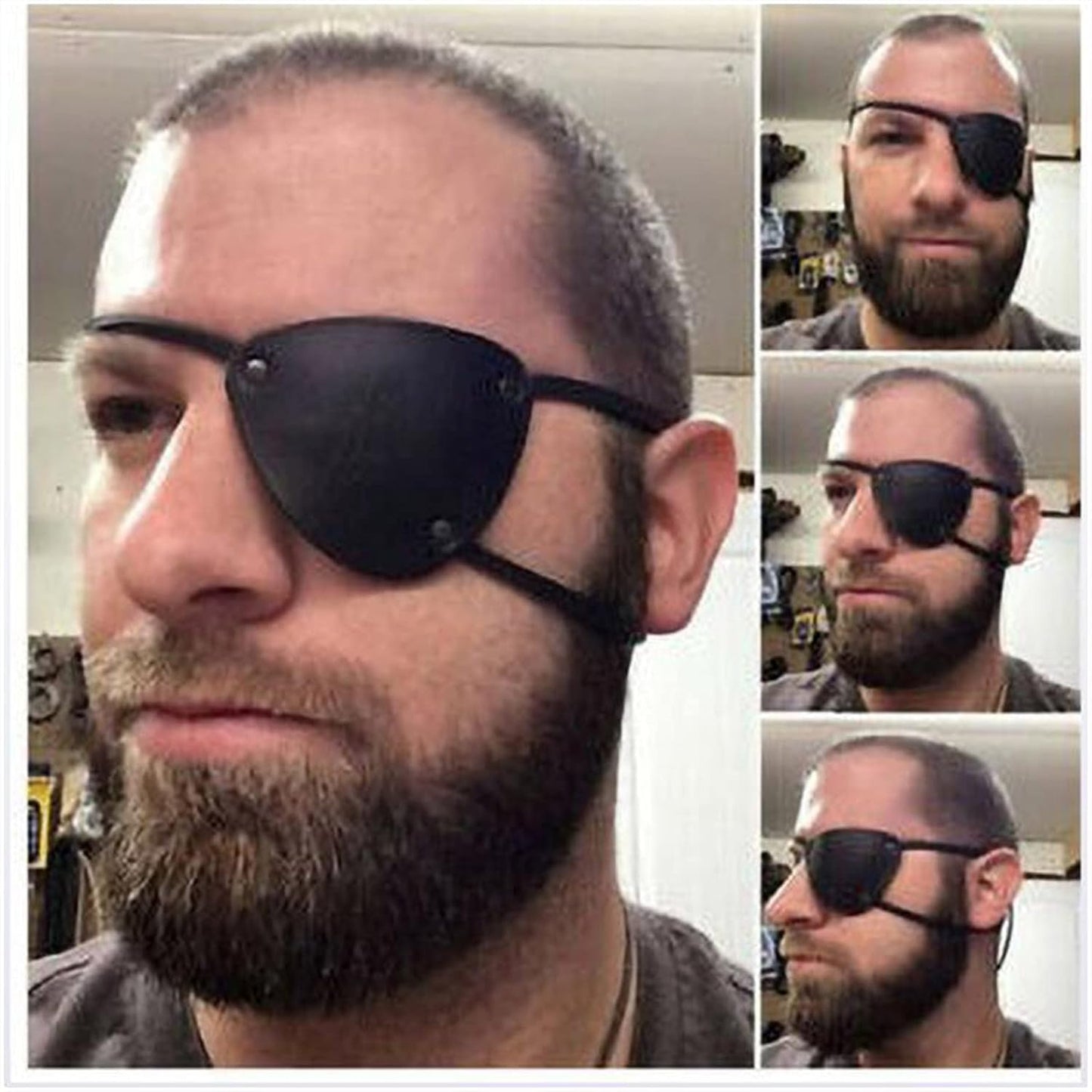 Retro Single Eye Patch - Black Eye Patches - PU Leather Pirate Eye Patch Cover - Adjustable Medieval Steampunk Blindfold for Adults Role Play Costume Accessories, (Left)