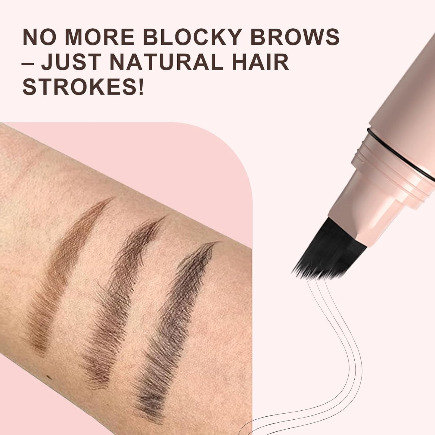 Eyebrow Pen with Hair-Like Strokes, Microblading Eyebrow Pen, Angled Brow Tint Brush for Eyebrows, Smudge Proof, Long Lasting, Easy to Color, Soft Black