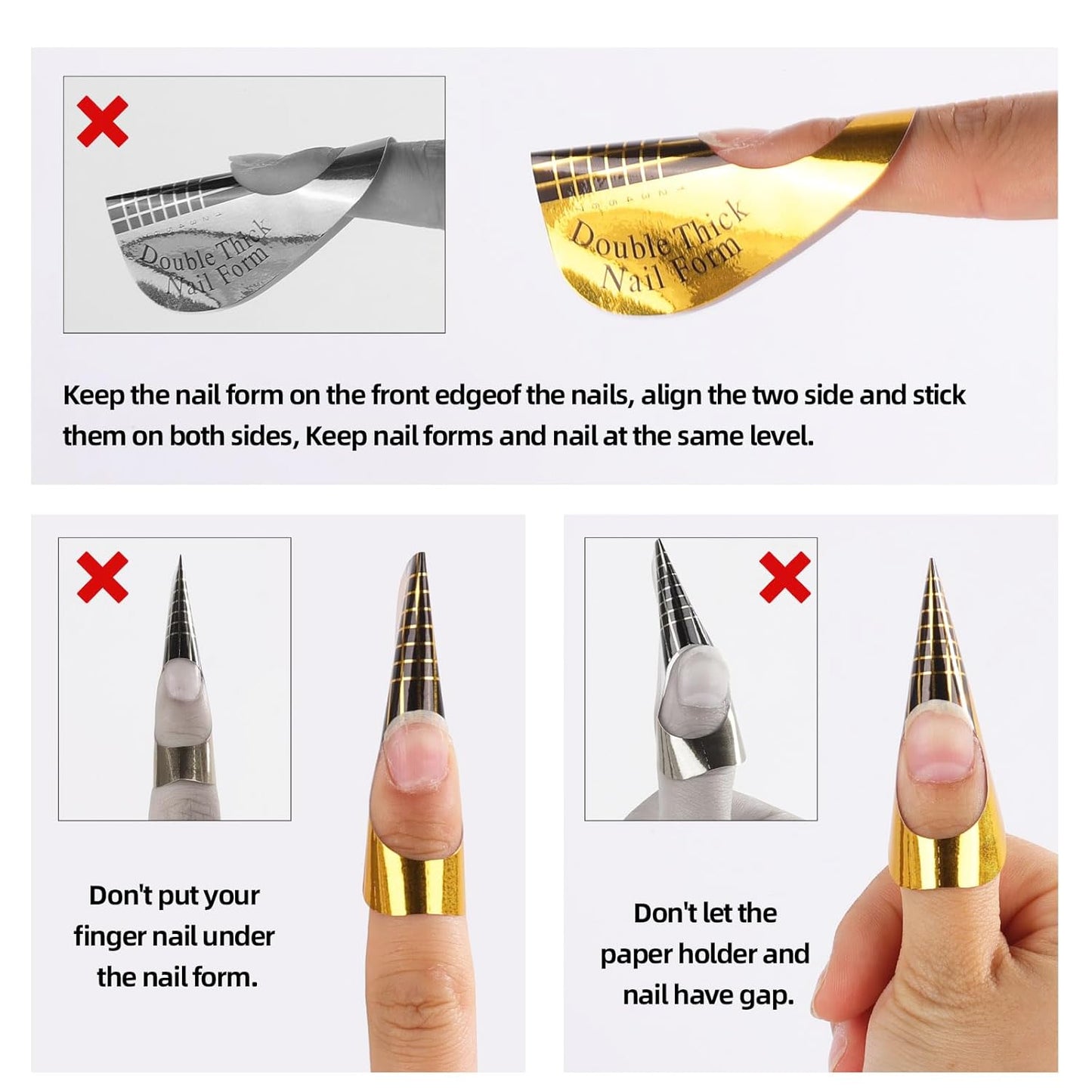 300 Pieces Acrylic Nail Form Sticker Nail Sculpting Forms Golden Horseshoe-shaped Nail Extension Forms for Builder Gel and Acrylic Nails