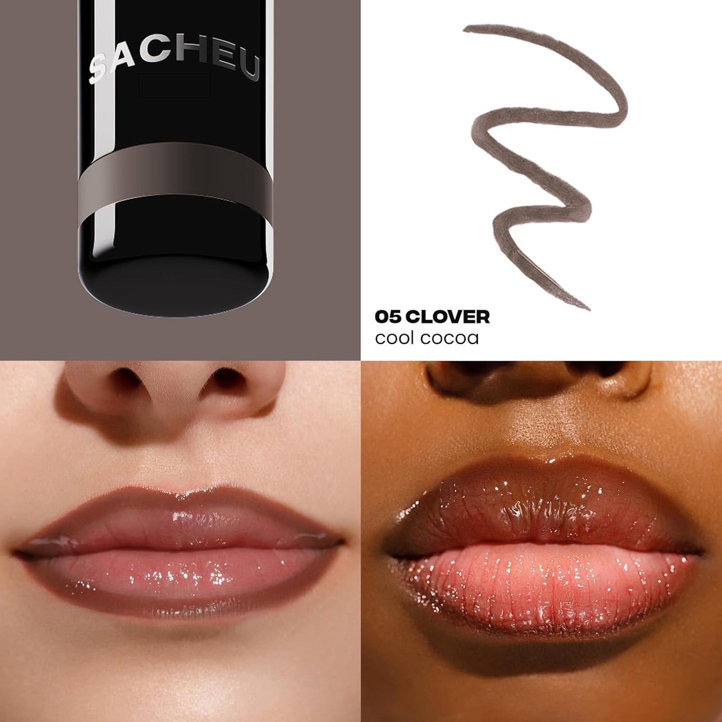 Sacheu Lip Liner STAY-N Peel Off Lip Stain — Long Lasting Matte Lip Tattoo Transfer Proof Lipstain Infused with Hyaluronic Acid & Vitamin E for All Skin Types — Vegan & Cruelty-Free, cLOVER