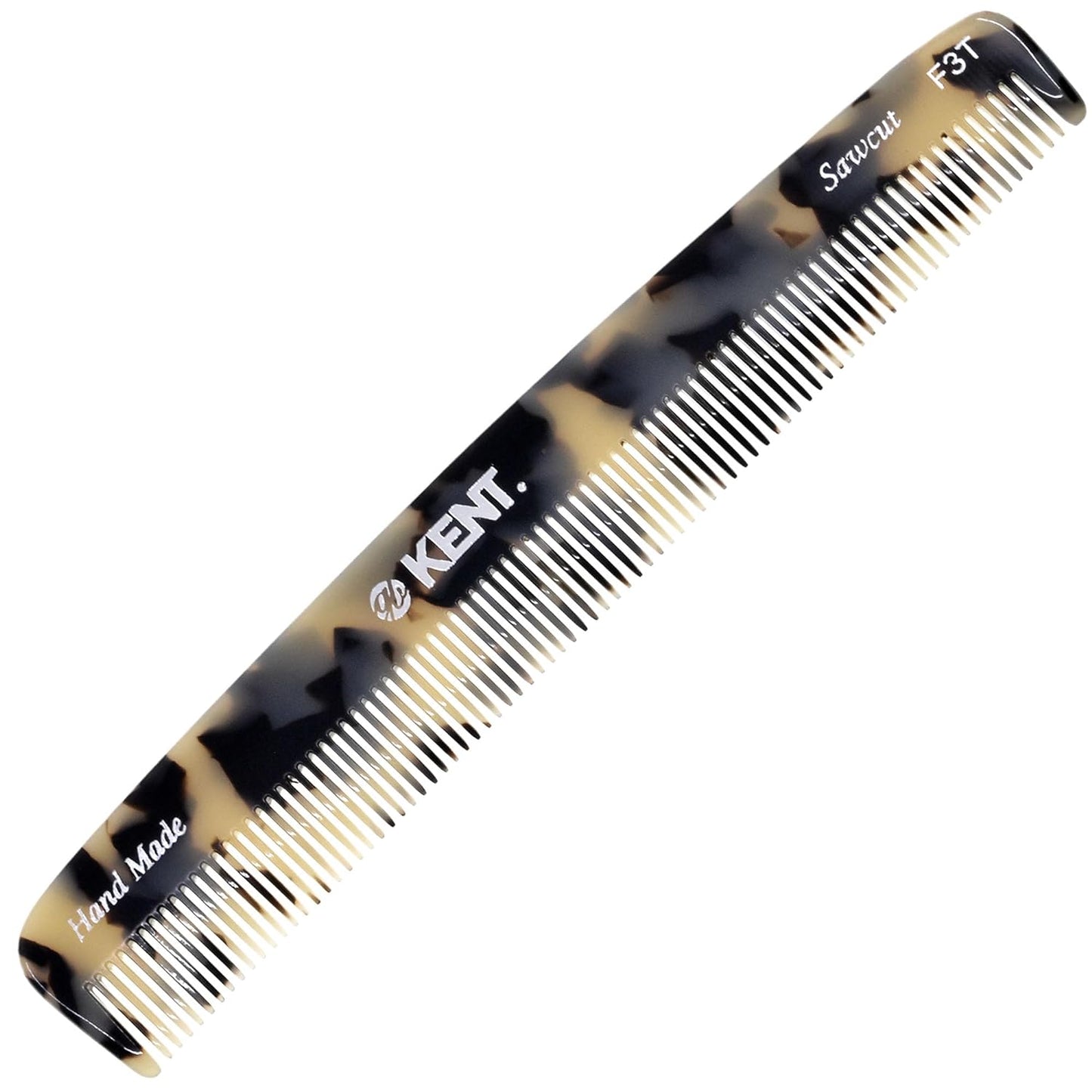 Kent F3TW Fine Tooth Comb - Hair Parting and Straightening Comb for Men's & Women's Dandruff Remover, Saw Cut and Hand Polished Made in England