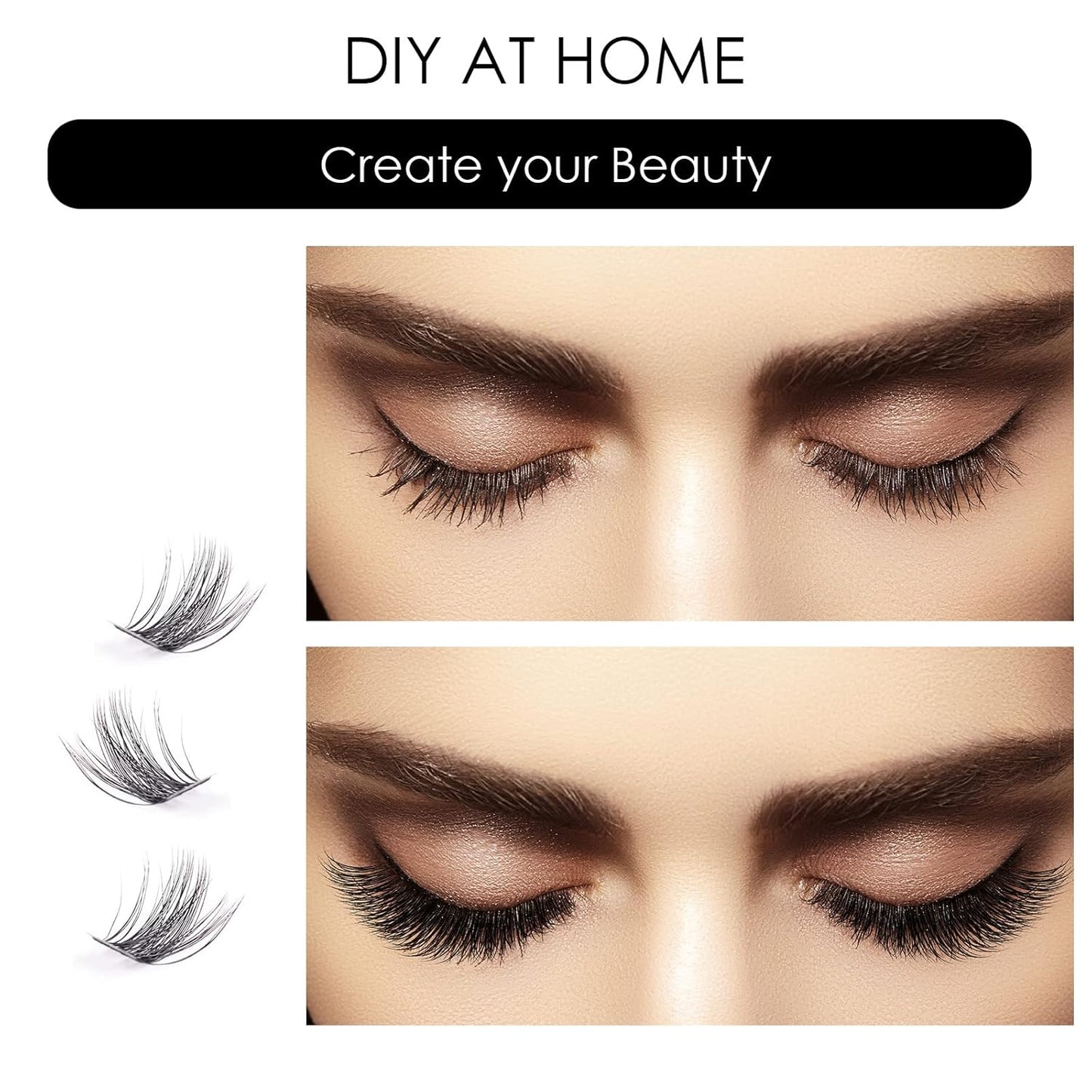 Cluster Lashes 72 Individual Lashes Clusters Eyelash Extensions False Eyelashes DIY Lash Extension Kit Reusable False Eyelashes Natural Look Mix 10-16mm C D Curl-DM17
