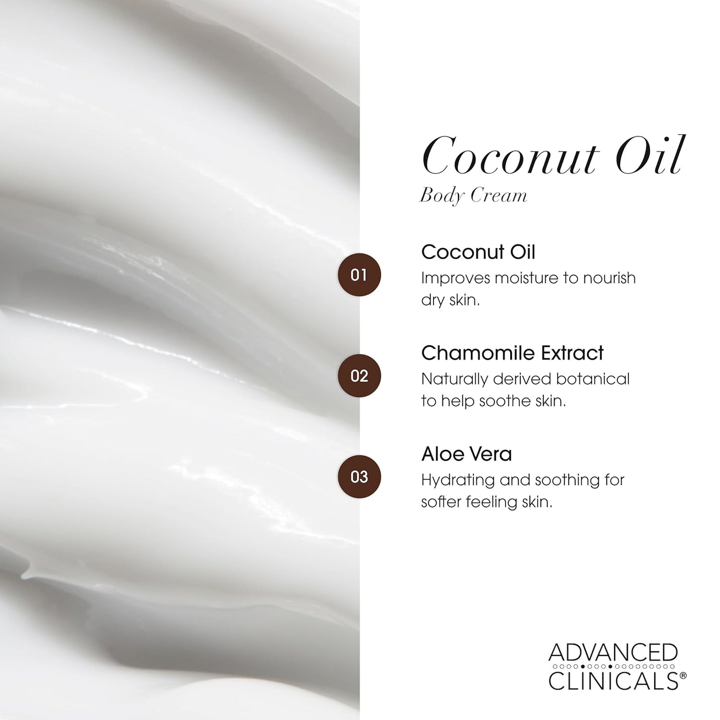 Advanced Clinicals Coconut Oil Body Cream For Women & Men | Hydrating Coconut Lotion For Extremely Dry Skin | Visible Anti Aging Body Butter Skin Care Balm Moisturizer For Hand, Heel, Feet, 16 Ounce