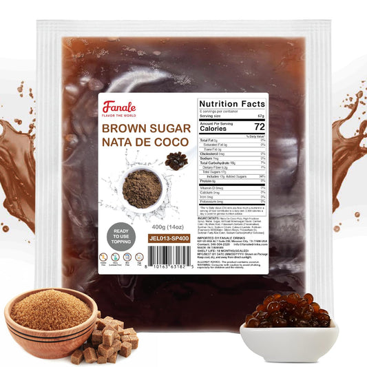 Fanale Coconut Jelly Topping nata de coco for Bubble Tea 400 g | Brown Sugar Jelly | for Boba Tea, Smoothies, Slushes, Desserts 400g
