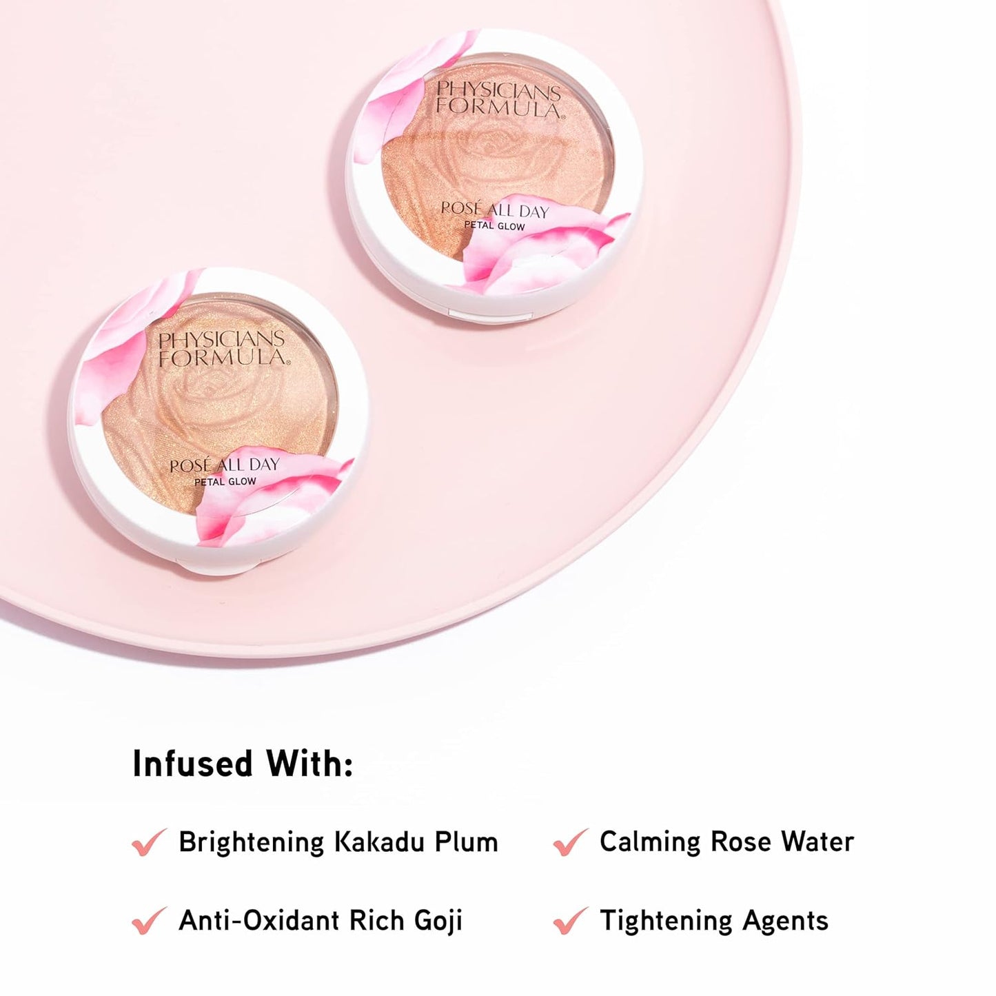 Physicians Formula Rosé All Day Highlighter Blush Face Powder, Blush Petal Glow, Shimmering Rose, Dermatologist Tested, Clinicially Tested