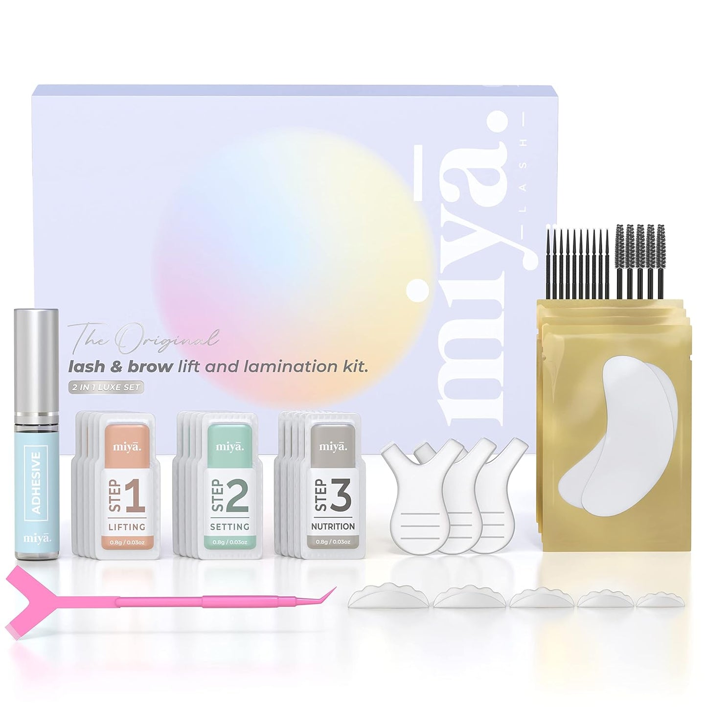2 in 1 Lash Lift & Brow Lamination Kit | Instant Fuller Eyebrows, Eyelashes | Salon Result lasts 8 weeks | Professional LVL, Perm, Laminate with Silicone Shields, Lash Picks