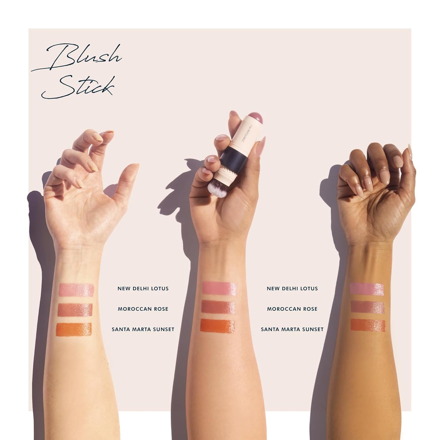 Trestique Blush Stick, Vegan Blush Stick With Built-In Blush Brush, Pink Blush Makeup For Women, Rose Blush Makeup, 2-In-1 Creamy Blush Makeup