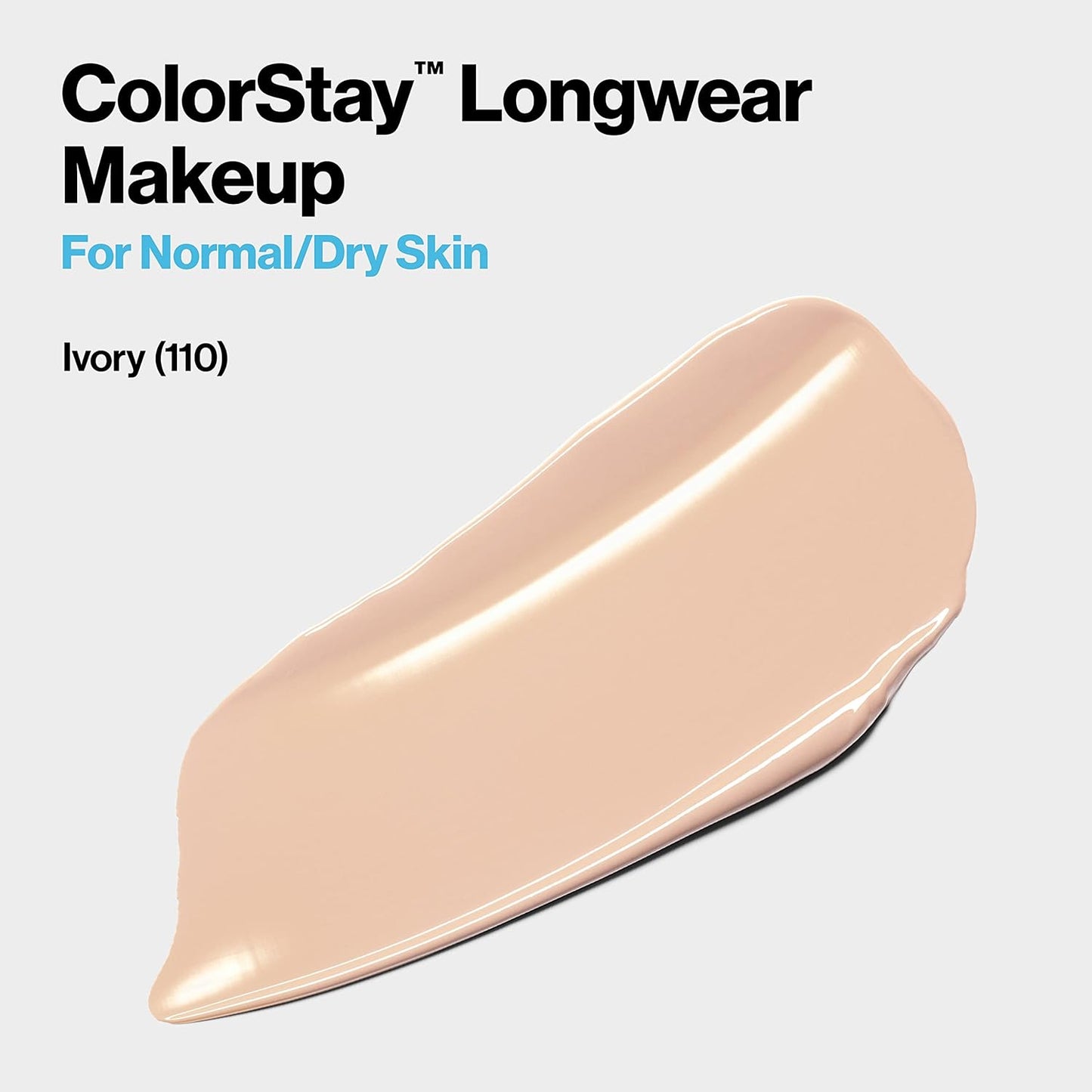 Revlon Liquid Foundation, ColorStay Face Makeup for Normal & Dry Skin, SPF 20, Longwear Medium-Full Coverage with Natural Finish, Oil Free, 110 Ivory, 1 Fl Oz