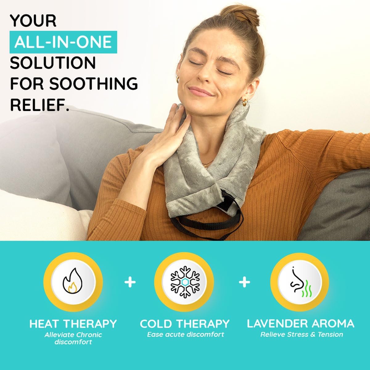 Microwavable Heating Pads for Neck Pain Relief, Back Pain, Shoulder Pain Relief - Microwave Heating Pad for Cramps and Muscle Relief, Hands- Free Heat Pack for Tense Muscle - 1 Pack
