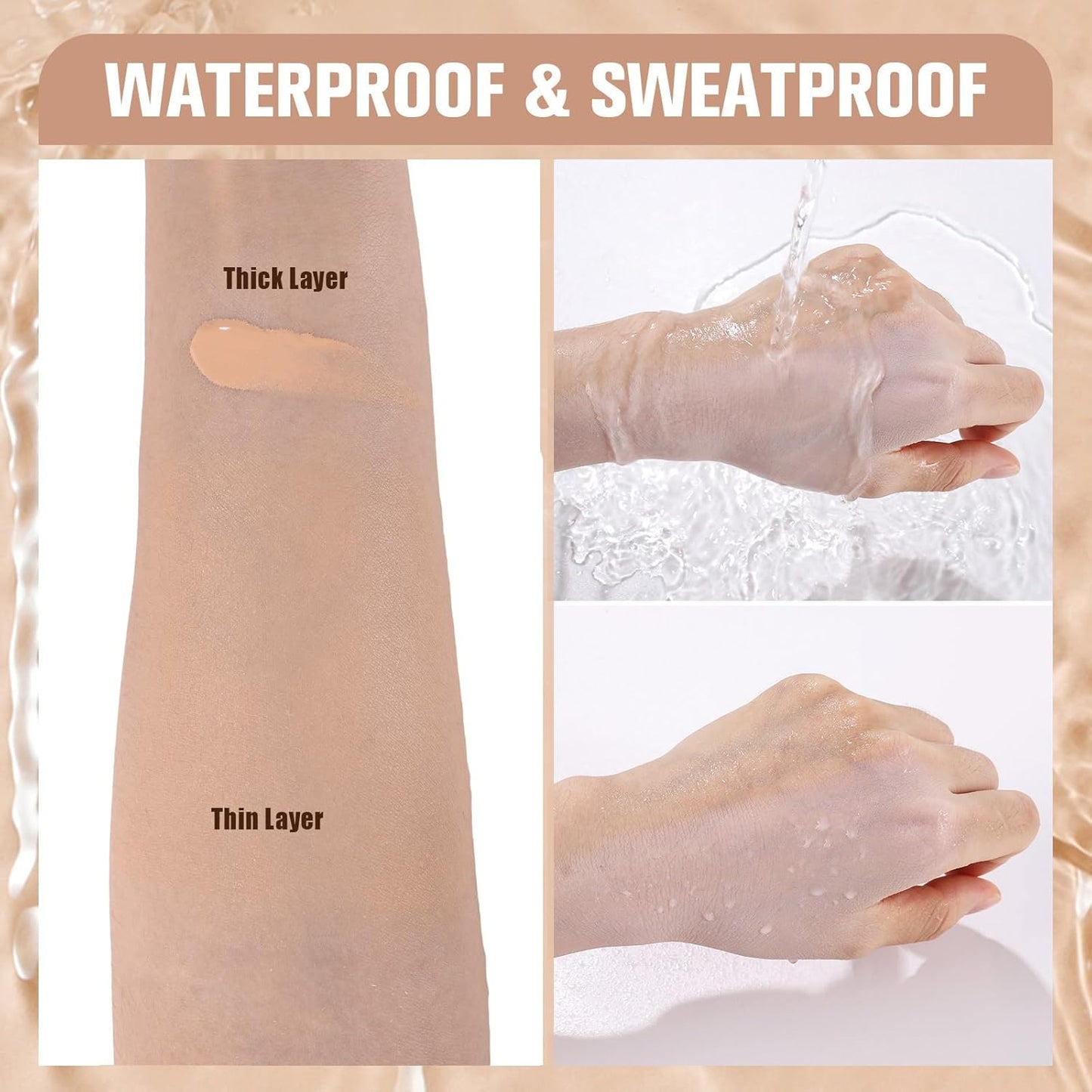 UCANBE Matte Liquid Foundation Makeup, Medium to Full Coverage Waterproof Longwear Serum Cream Foundation for Combination & Oily Mature Skin, Lightweight Hydrating Nourishing, Natural Beige, 1 fl. oz.