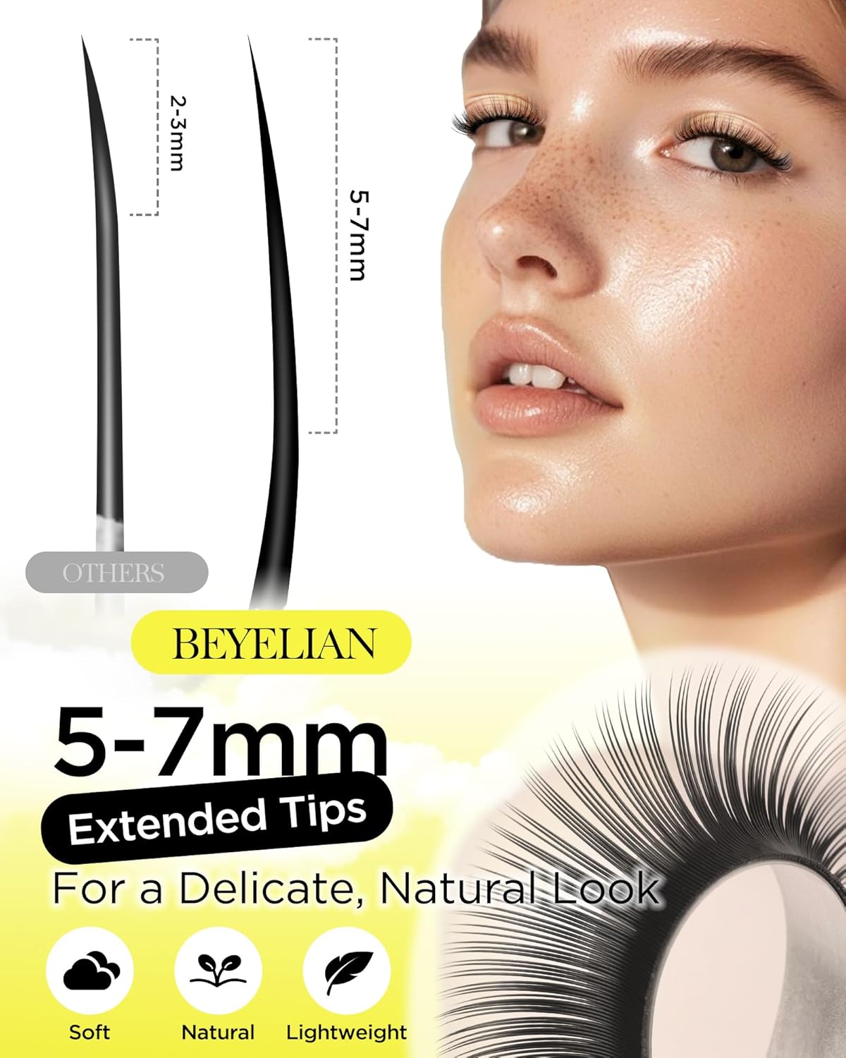 BEYELIAN Eyelash Extension 0.05 D Curl 14mm Easy Fan Lash Extensions Volume Lashes 100°/212°F High Temperature Resistant Classic Professional Use Natural Matte Black (0.05 D 14mm)