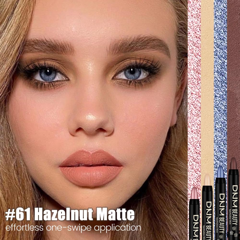 evpct Nude Brown Matte Cream Eye Shadow Sticks Brightener Pencils for Women, Nude Silky Eyeshadow Applicator Stick Pen Waterproof, Blendable Crease-Proof Stick Eyeshadow Matte Eye Makeup 61