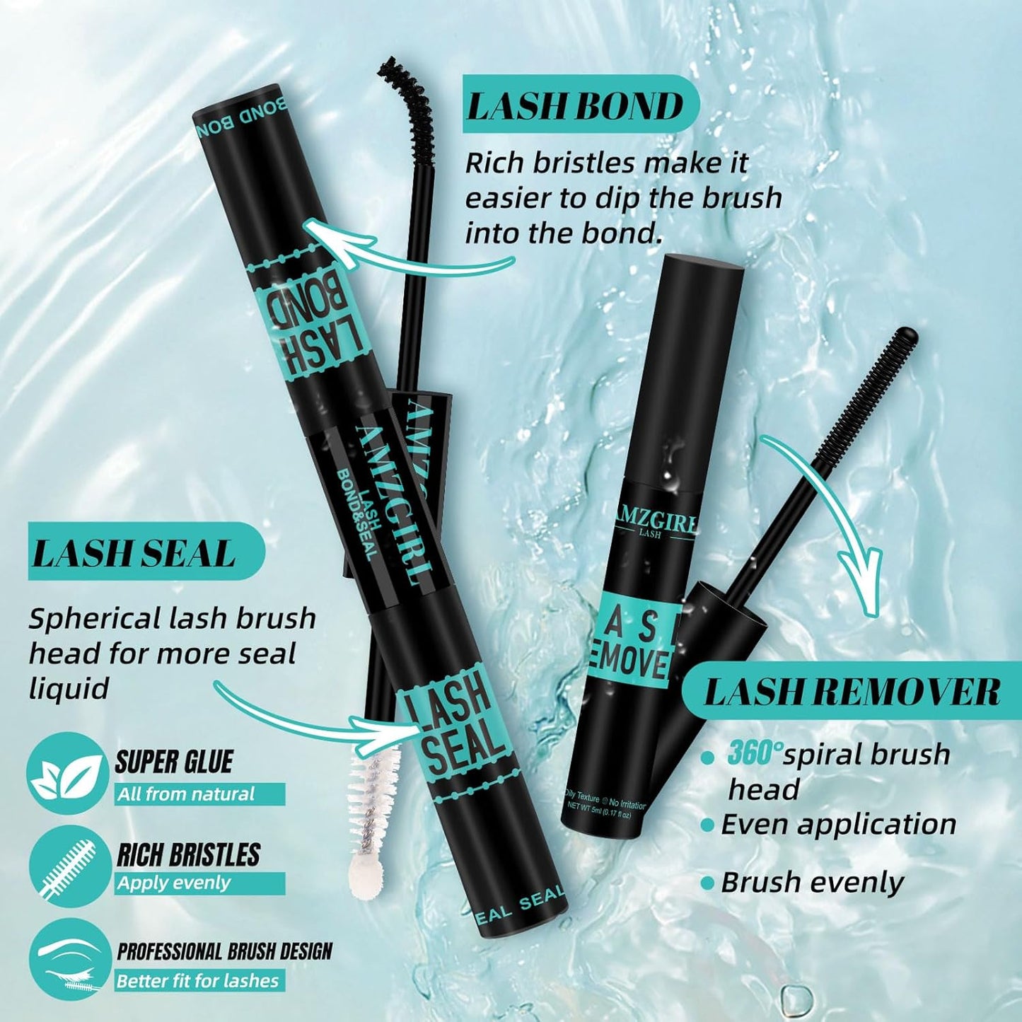 Lash Extension Kit,DIY Eyelash Clusters Kit 168Pcs with Lash Bond and Seal Glue Waterproof,Eyelashes Remover for Lash Cluster Extensions Kit for Beginner,Lashes Applicator Tool(Medusa,D-Mix8-16mm Kit)