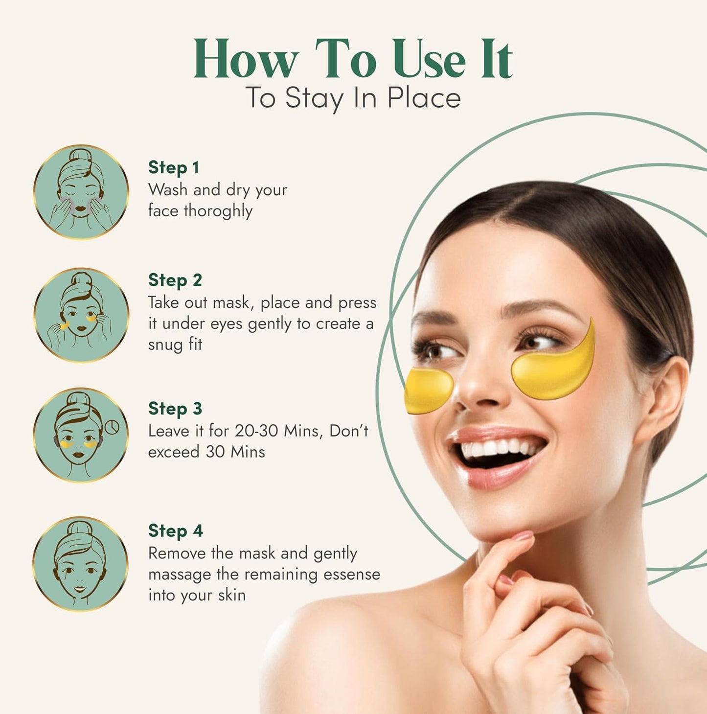 24K Gold Under Eye Patches For Puffy Eyes (12 Pairs Individually Wrapped) - Collagen Enriched Under Eye Masks for Dark Circles and Puffiness, Hyaluronic Acid Under Eye Mask Patches for Wrinkles