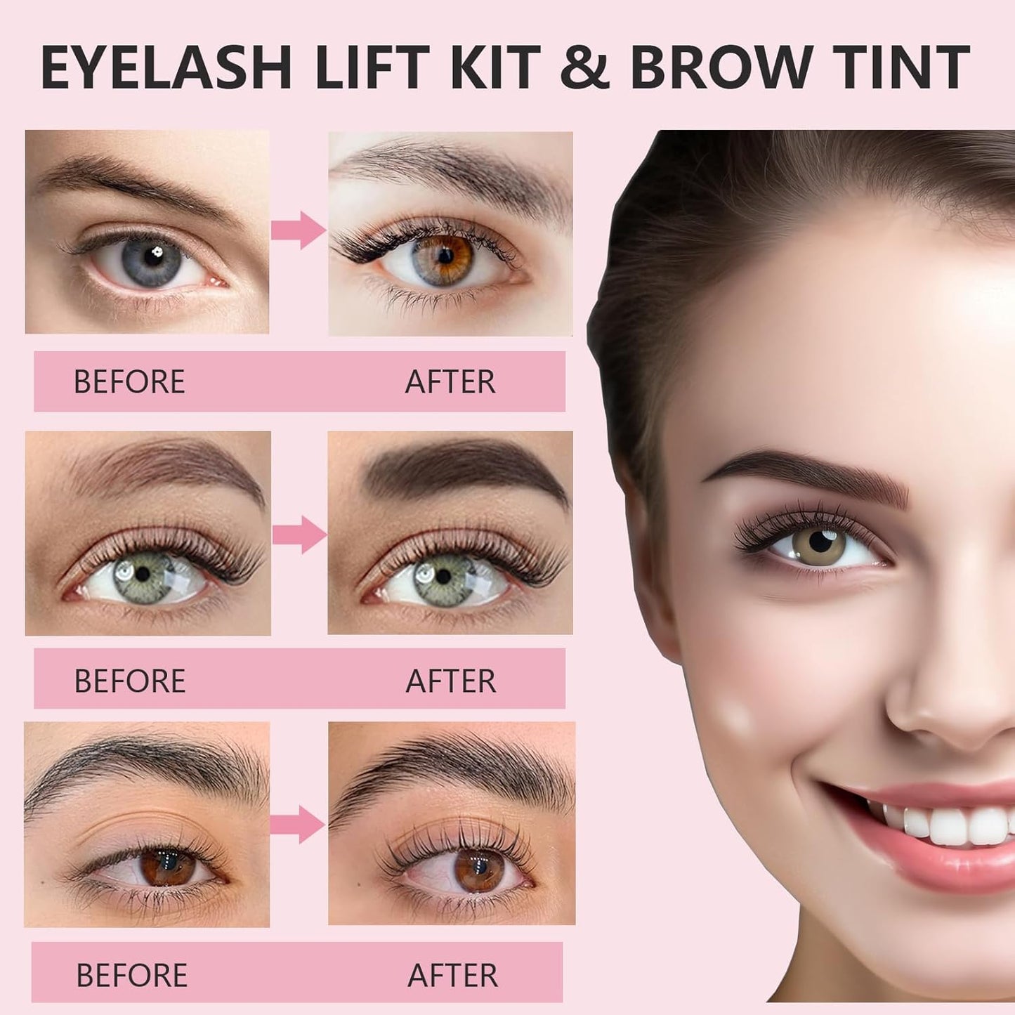 Lash Lift and Black Kit, 4 in 1 Professional Black Color Eyelash & Eyebrow Perm Kit, Easy for Beginner, Quick Lifting & Voluminous Coloring Eyelash Lift Kit for Salon Grade Home DIY Use
