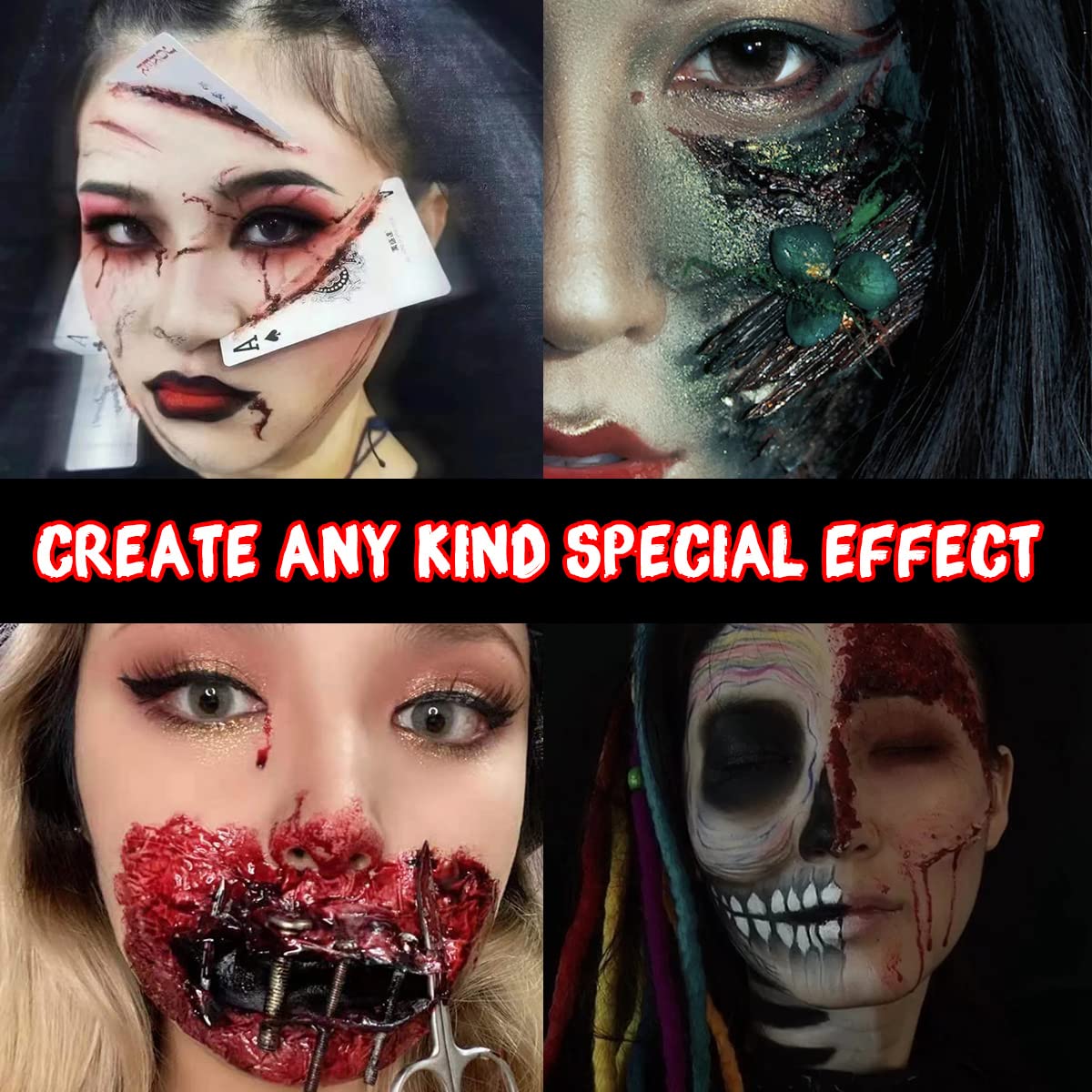 Depvision Liquid Latex 3 Colors Set White Fresh Clear Color For Special Effects Wound Waterproof Professional Makeup Artist Skin Illustrator SFX Monster Zombie (60ml * 3 color)