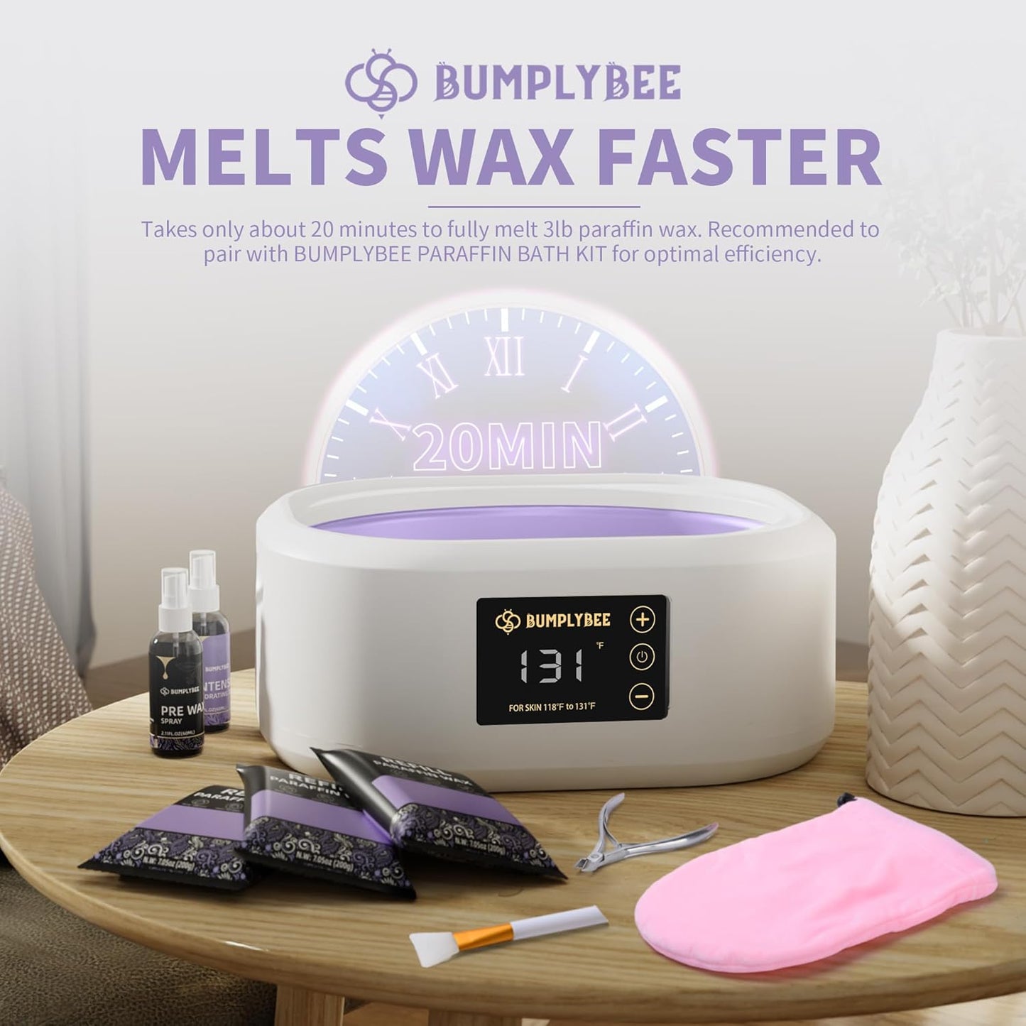 Paraffin Wax Kit - 10 Packs Lavender Paraffin Wax Refills with Silicone Brush - Paraffin Wax for Hand and Feet Refill, Paraffin Wax for Hands, Skin Moisturizing, Non-Greasy, Easy-Peeling