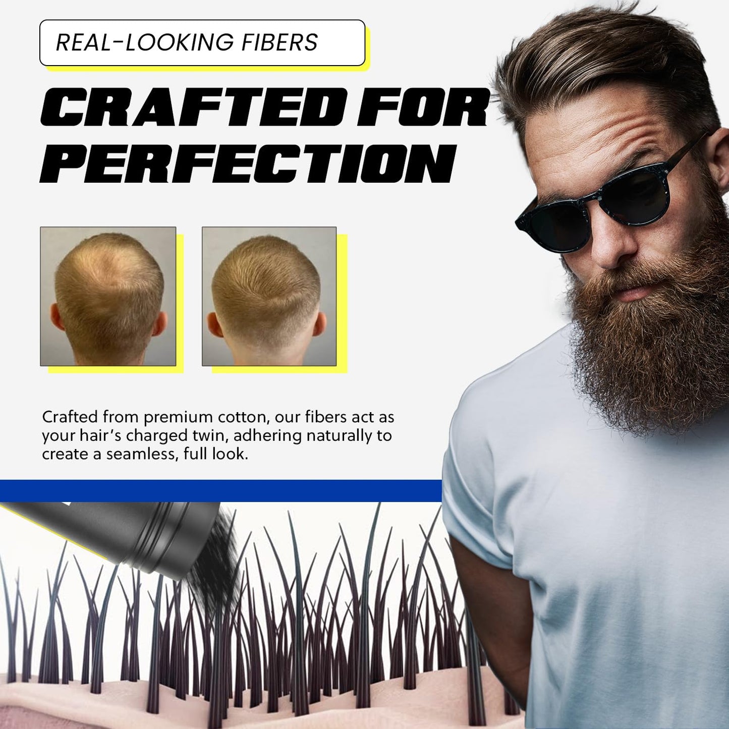 PrimeLook Hair Building Fibers, Luxurious Building Fibers for Thinning Hair, Superior Formula for Men & Women, Instant Volume, Matches Colors (27.5g, White)