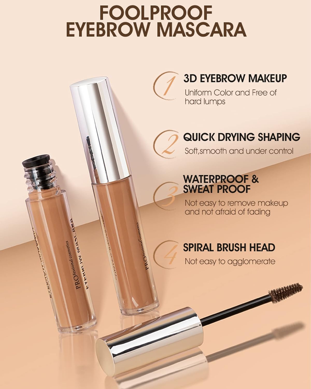 Waterproof Tinted Brow Gel - Long Lasting, Smudge-Proof Liquid Eyebrow Makeup - Volumizing Enhance Eyebrow Mascara for Women - With Brow Razor Brush - 02 Auburn