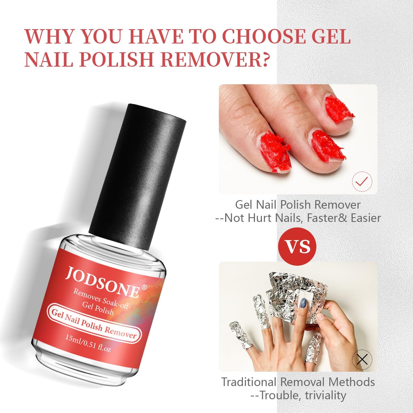 JODSONE Gel Nail Polish Remover 2Pcs Gel Nail Polish Remover 3-5 Minutes Gel Remover Quick