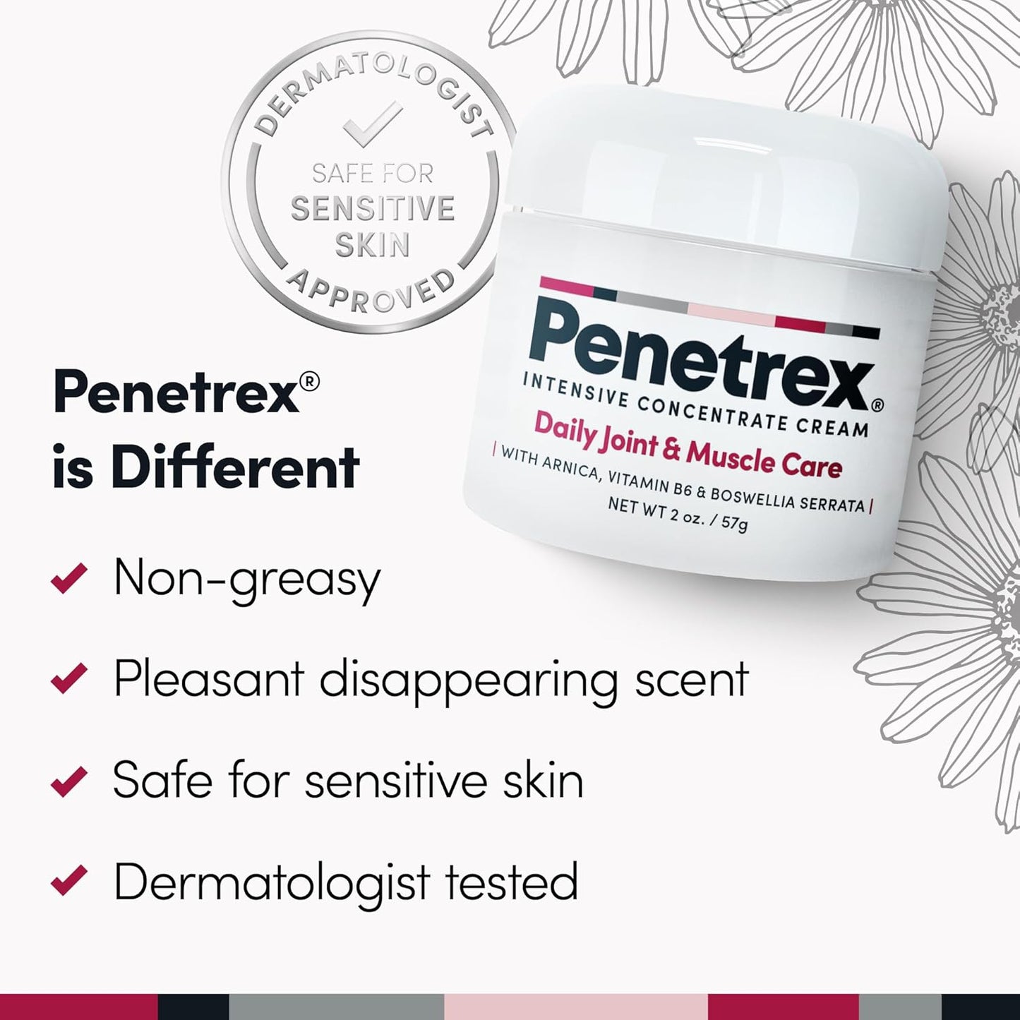 Penetrex Joint & Muscle Therapy - Soothing Comfort for Back, Neck, Hands, Feet - Premium Whole Body Rub with Arnica, Vitamin B6 MSM & Boswellia - 2oz 3-Pack