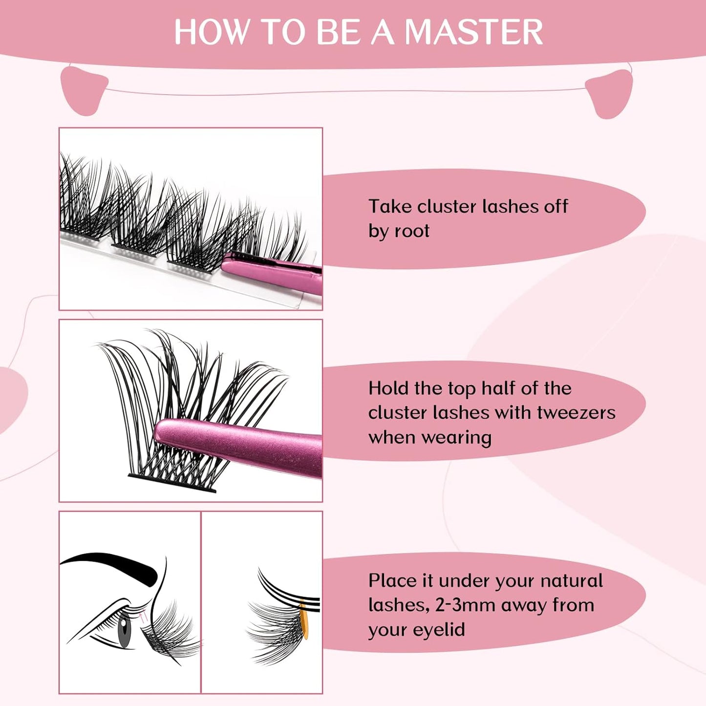 Lash Clusters, 72 Pcs Individual Cluster Lashes DIY Lash Extension 8-16mm Eyelash Clusters Volume Wispy Lashes Super Thin Band Reusable Soft & Comfortable (Volume, D-8-16mix)