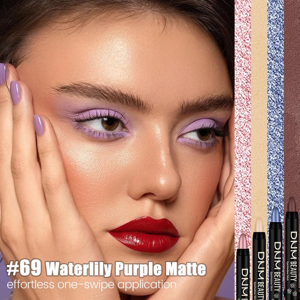 Lavender Purple Matte Cream Eye Shadow Stick Makeup for Women, Matte Eyeliner Pencil Eyeshadow Brightener Stick for Eyes, Waterproof Eyeshadow Applicator Blendable sombras para ojos 69#