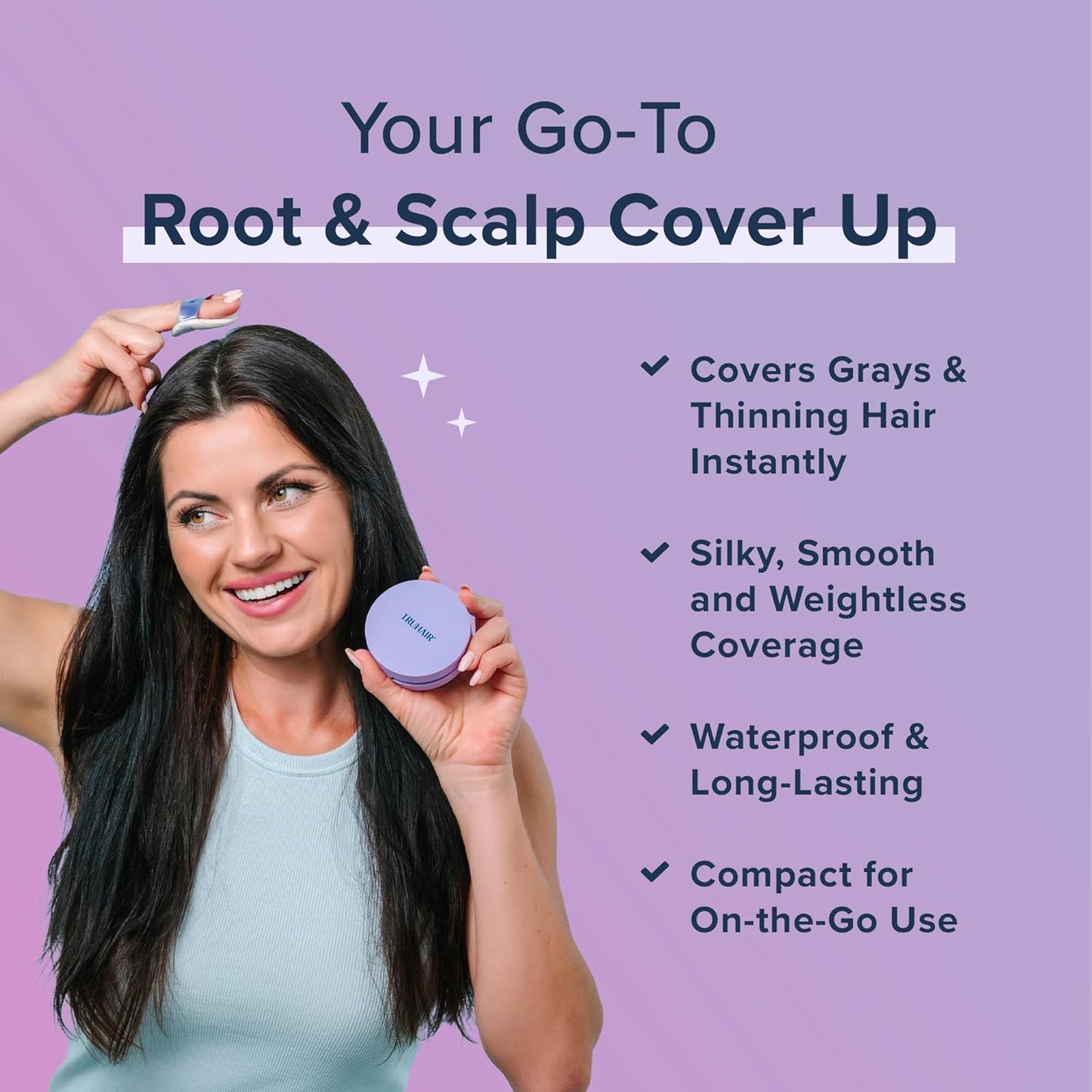 TRUHAIR Root & Scalp Cover Up Refill, Waterproof Pressed Powder for Gray Coverage, Bald Spots & Thinning Hair, Root Touch Up Color, 0.35 oz (Medium Brown)