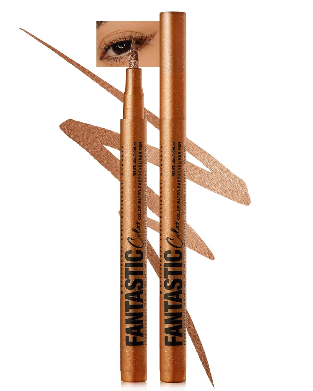 Bronze Matte Liquid Eyeliner Pencil, Colorful High Pigmented Waterline Eye liner Waterproof Pen, Bright Colored Smudgeproof Long Lasting Eyeliner Pen Christmas Party Festival Makeup Gift for Women-10