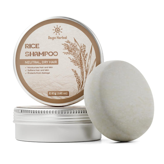 Rice Shampoo Bar Body Wash Bar for Neutral and Dry Hair 1.92 Oz Softens Hair and Skins, Protect for Damages