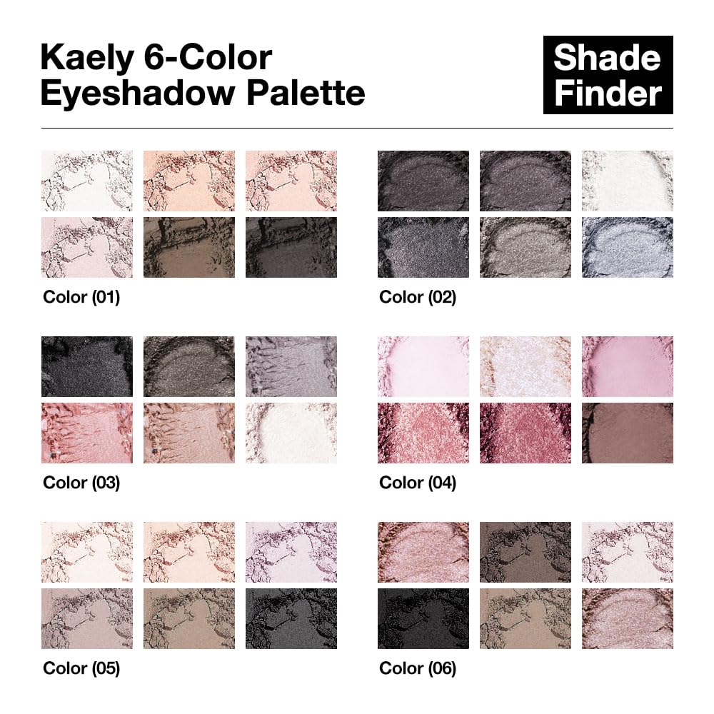 evpct 6 Colors Natural Eyeshadow Palette, White Nude Pink Taupe Dark Black Matte High Pigment Blendable Mini Travel Eyeshadow Palette Makeup for Older Women, Long Lasting Waterproof, Built in Mirror