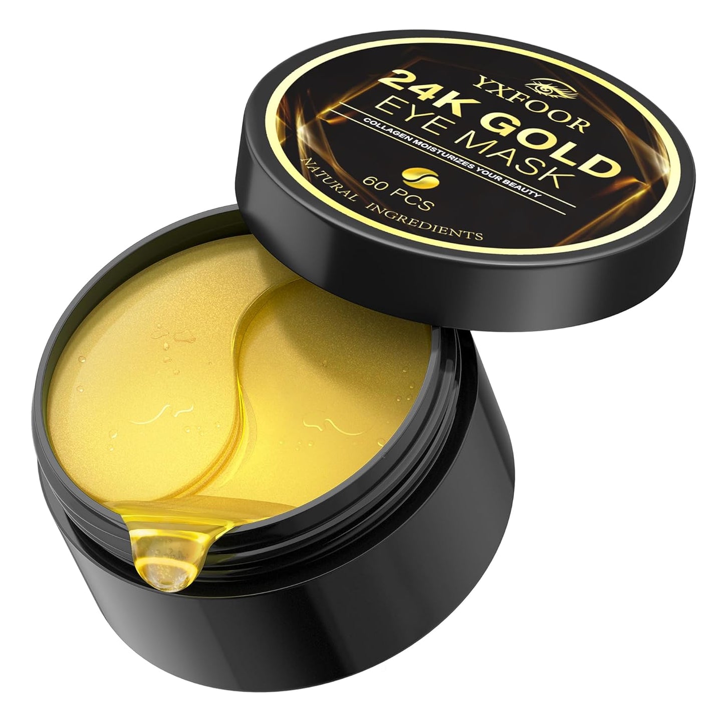 Under Eye Patches (24K Gold, 60PCS) - Under Eye Mask for Puffy Eyes, Fine lines, Dark Circles and Puffiness, Collagen Skin Care Products