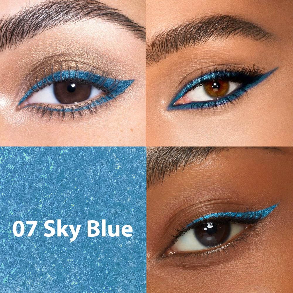 evpct 2Pcs Blue & Green Color Gel Glitter Eyeliner Pencils Set for Women Waterline Waterproof Smudge Proof lapiz de ojos delineador de ojos contra el agua Eye Liner Makeup