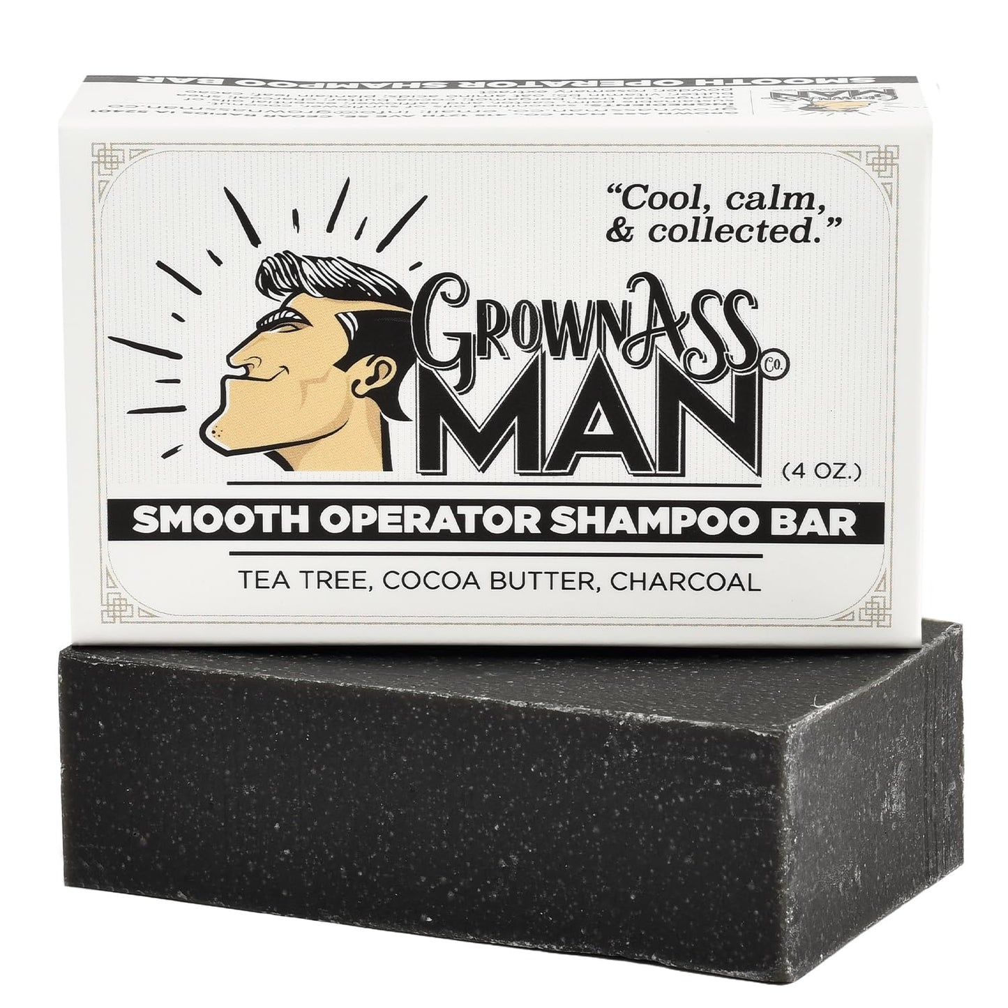 Solid Shampoo Bar Rich Lather 3 in 1: Hair, Beard & Body Wash - Plastic Free & Eco-Friendly, Natural & Organic Clean for All Hair Types, 4oz Bar (Smooth Operator, 6-Pack)