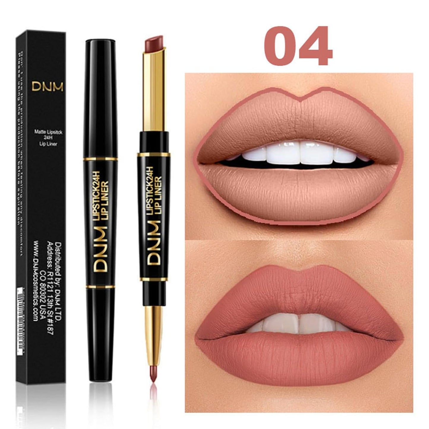 PHOERA Foundation Full Coverage,3Pcs Lip Liner and Lipstick Set Chestnut Nude Brown for Matte Finish, PHOERA Makeup Wrinkles Matte Natural Finish for a Flawless Complexion (102- Nude+Lip SetA)