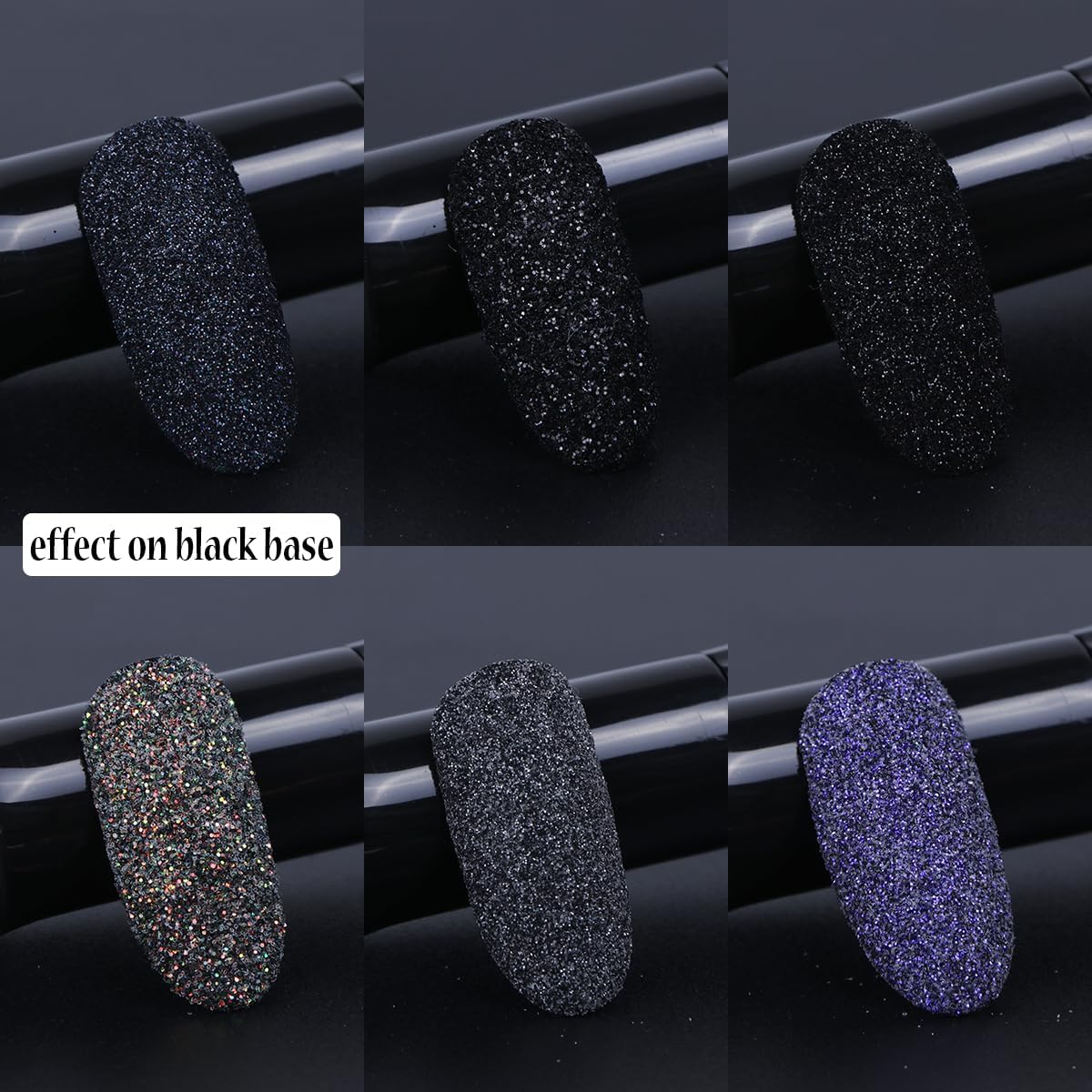 Black White Nail Glitter Powder, 6 Jars Extra Fine Sugar Glitter for Nails, French Tips Dipping Powder, Sugar Sand Coating Effect Sweater Knit Nail Design, Winter Nail Decoration Supplies