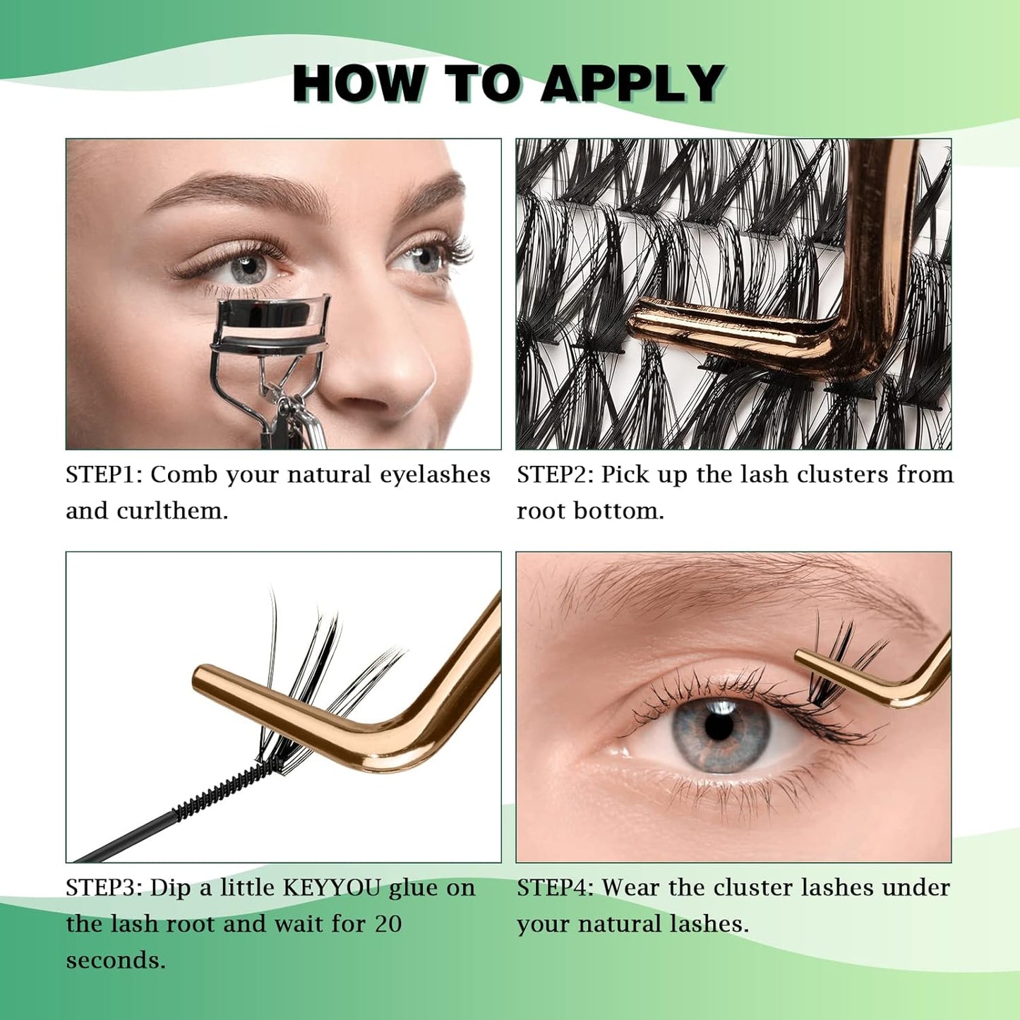 Lash Clusters 300pcs Eyelash Clusters 30D+40D+50D 0.07D Curl 10-18MIX DIY Eyelash Extension KEYYOU Large Tray Volume Soft&Natural Individual Lashes(30D40D50D-0.07D,10-18MIX）