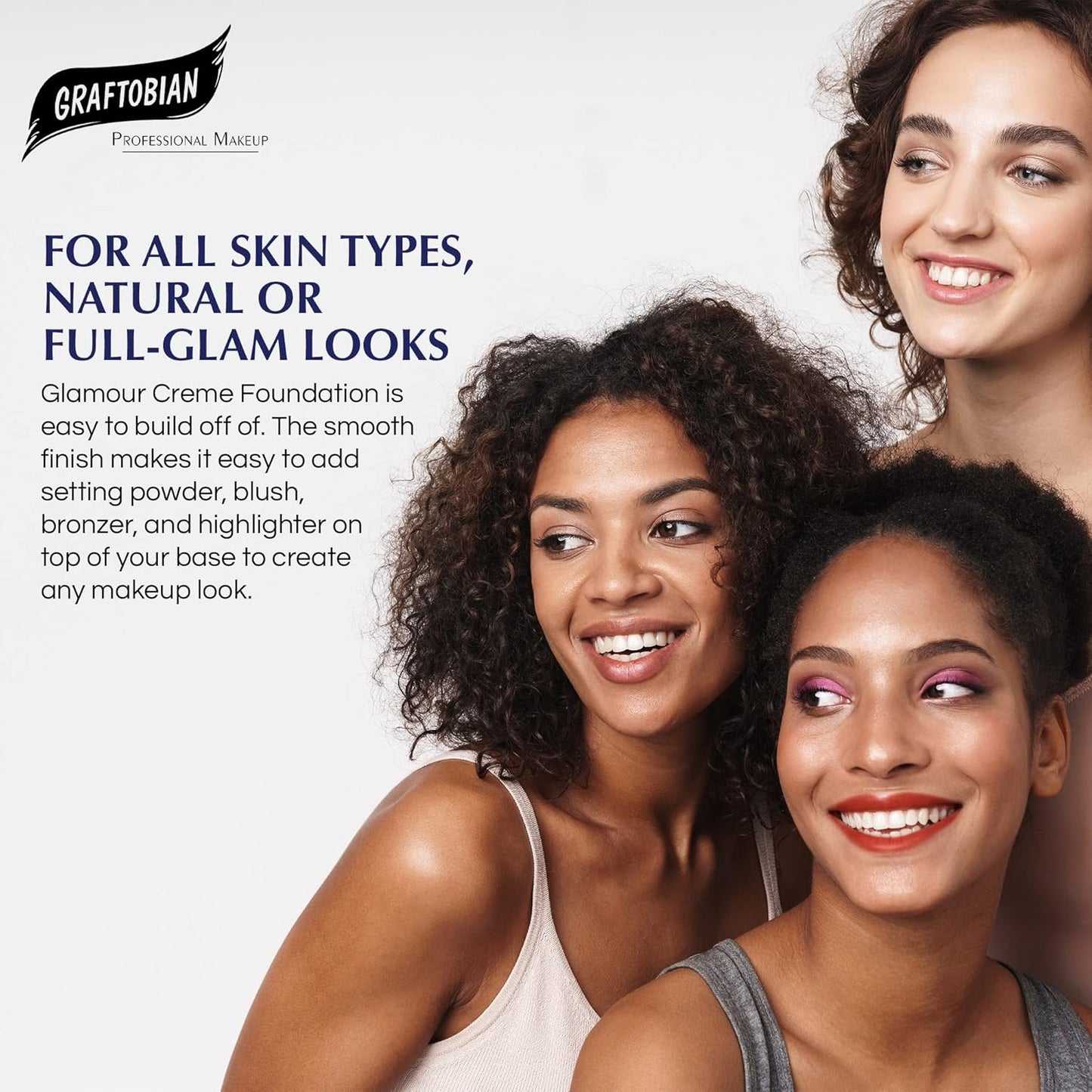 Graftobian HD Glamour Crème Foundation 1/2oz, Weightless Full Coverage Makeup, 65 Inclusive Shades, For All Skin Types, Natural or Full-Glam Looks, For Professionals and Beginners, Hazelnut