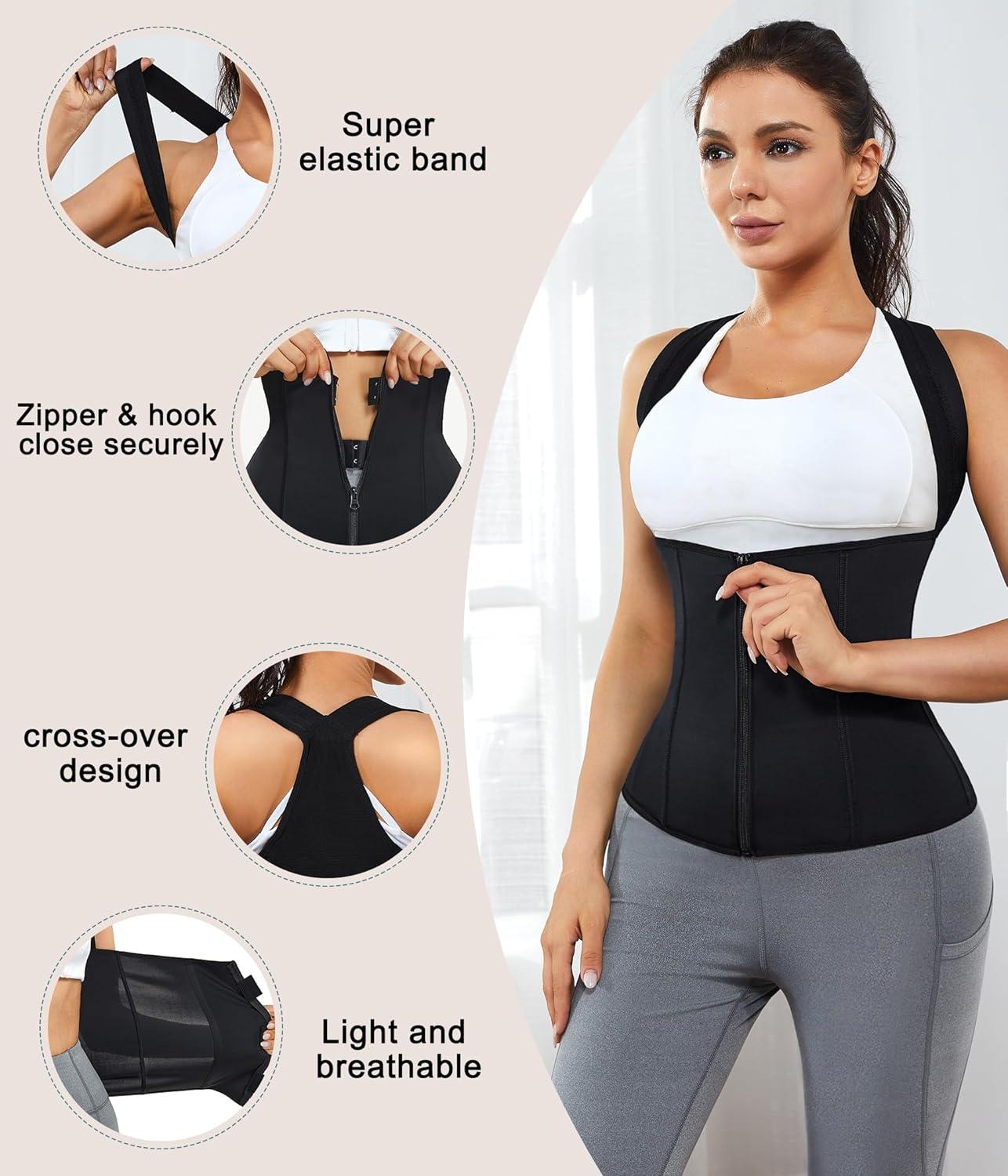URSEXYLY Women Back Braces Posture Corrector Waist Trainer Vest Tummy Control Body Shaper for Spinal Neck Shoulder and Upper Back Supports (S, Black)