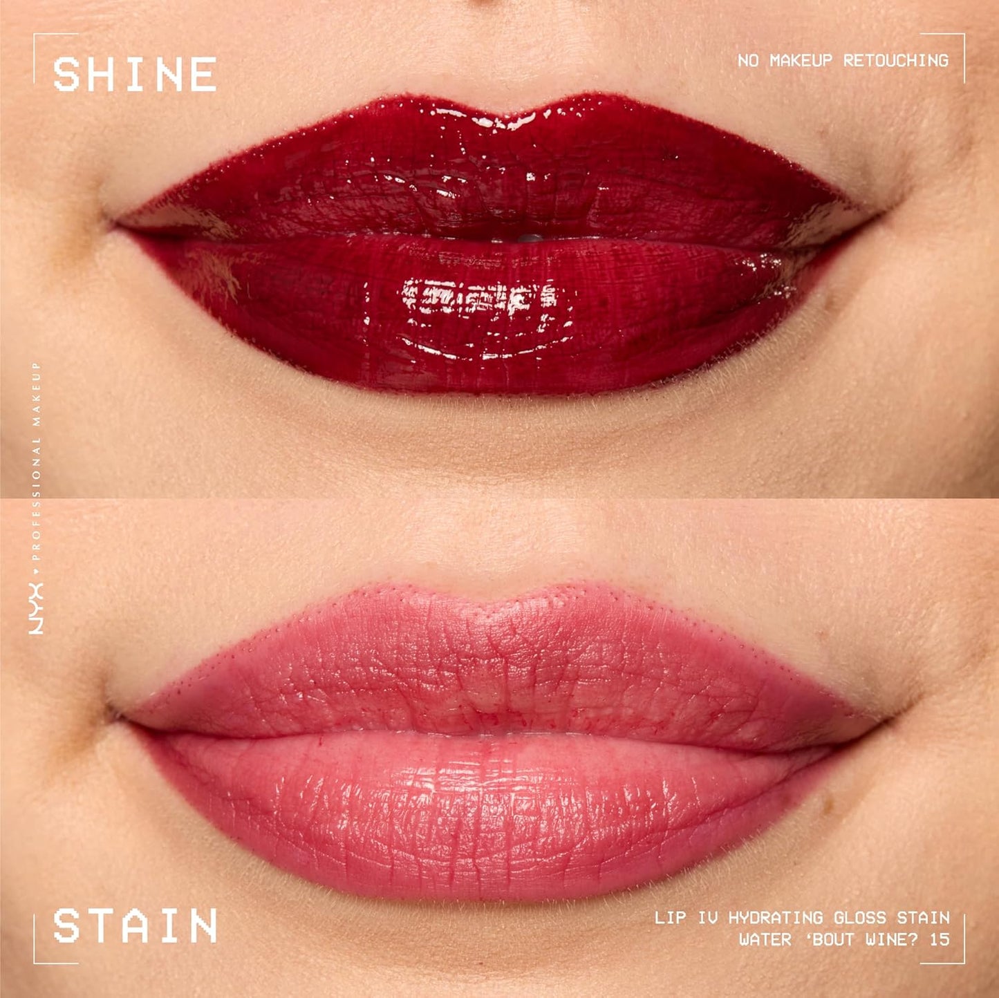 NYX PROFESSIONAL MAKEUP Lip IV Hydrating Glossy Lip Stain with 12HR Hydration - Water Bout Wine (Red)