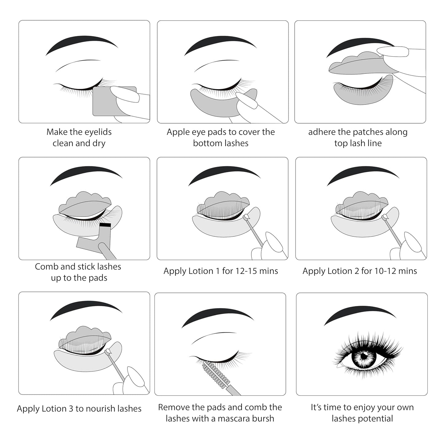 Luxe Cosmetics - Lashlift + Brown Color Kit for Eyelashes - Brown and Curled Eyelashes up to 8 Weeks - Complete set DIY at Home - 3 Lashlift Applications
