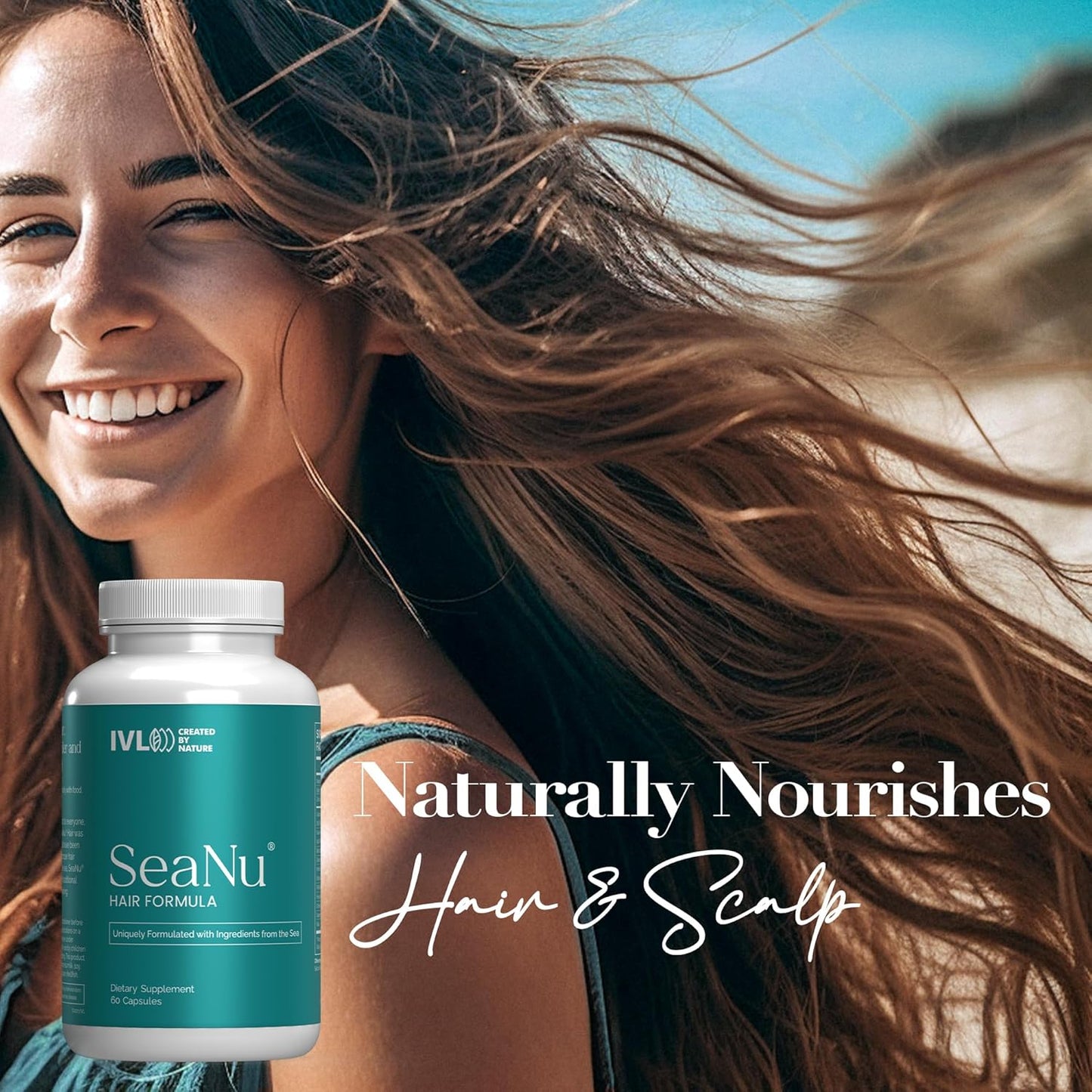 IVL - SeaNu Hair Vitamins Supplements - Hair Strength, Strand Thickness, Hair Growth - with Biotin, Vitamin B3, Zinc, Saw Palmetto Berry Extract, Green Lipped Mussel - Vitamin Hair Growth (3 Pack)