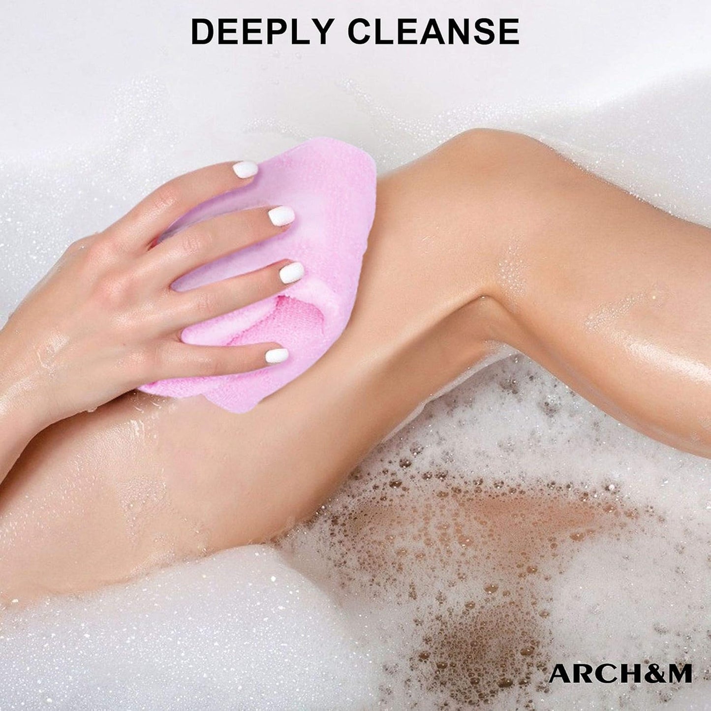 Exfoliating Towel for Body, Back, & Legs (3-Pack) | ARCH&M Korean Bath Scrub & Japanese Washcloth for Ingrown Hairs & Smooth Skin (Purple x 3)