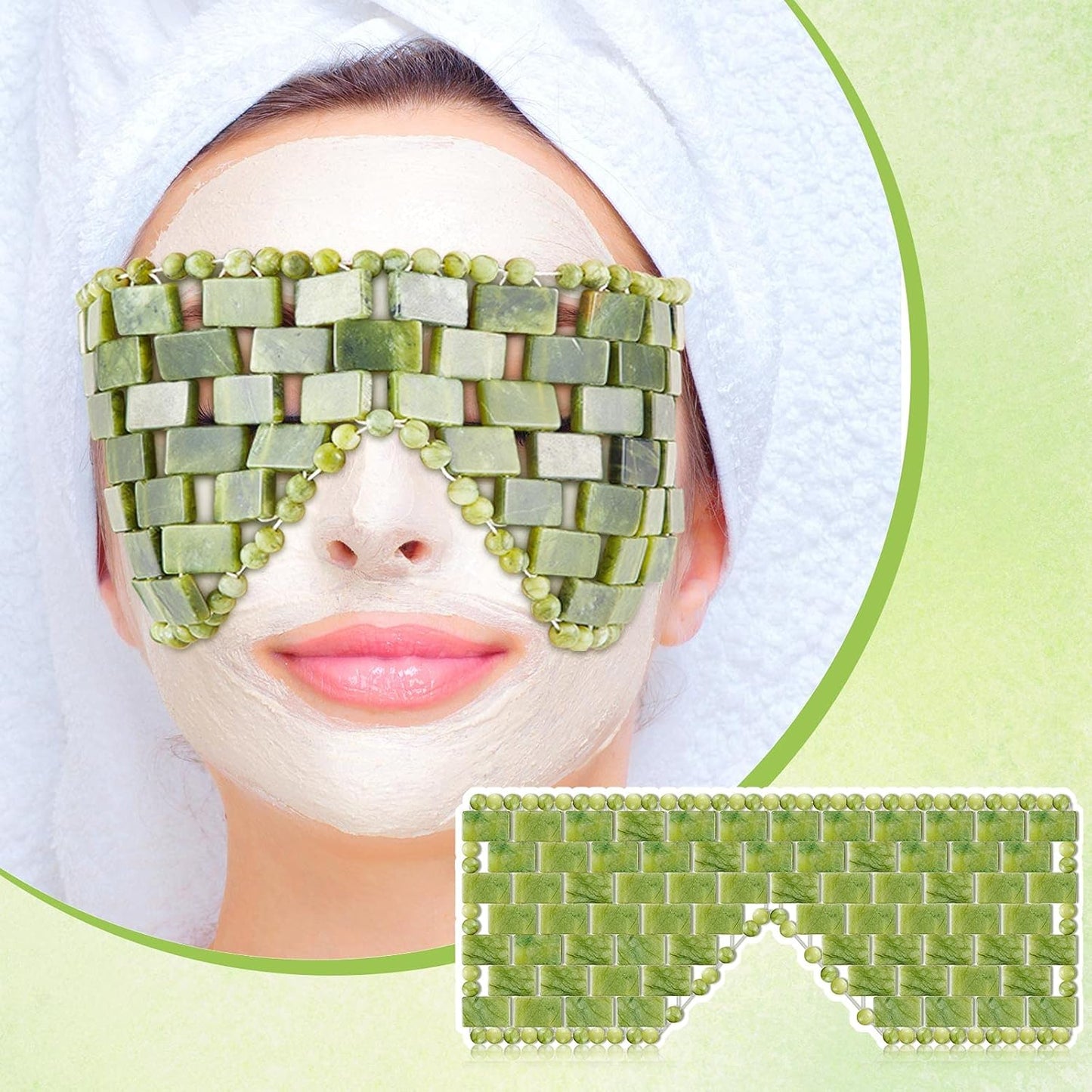 SATINIOR Jade Eye Mask Stone Eye Mask Hot or Cold Using Jade Mask Green Jade Facial Eyes Sleeping Mask Relief Eye Cover for Women Men Soothing, Cooling and Relieving