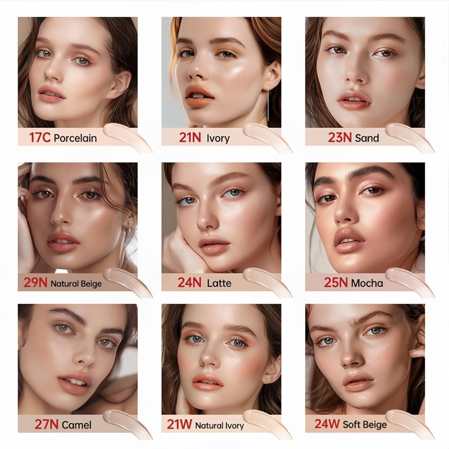 MAEPEOR Cushion Foundation 9 Colors Full Coverage Weightless Satin Glow Foundation Hydrating Long-Lasting Cushion BB Cream (Color 06)
