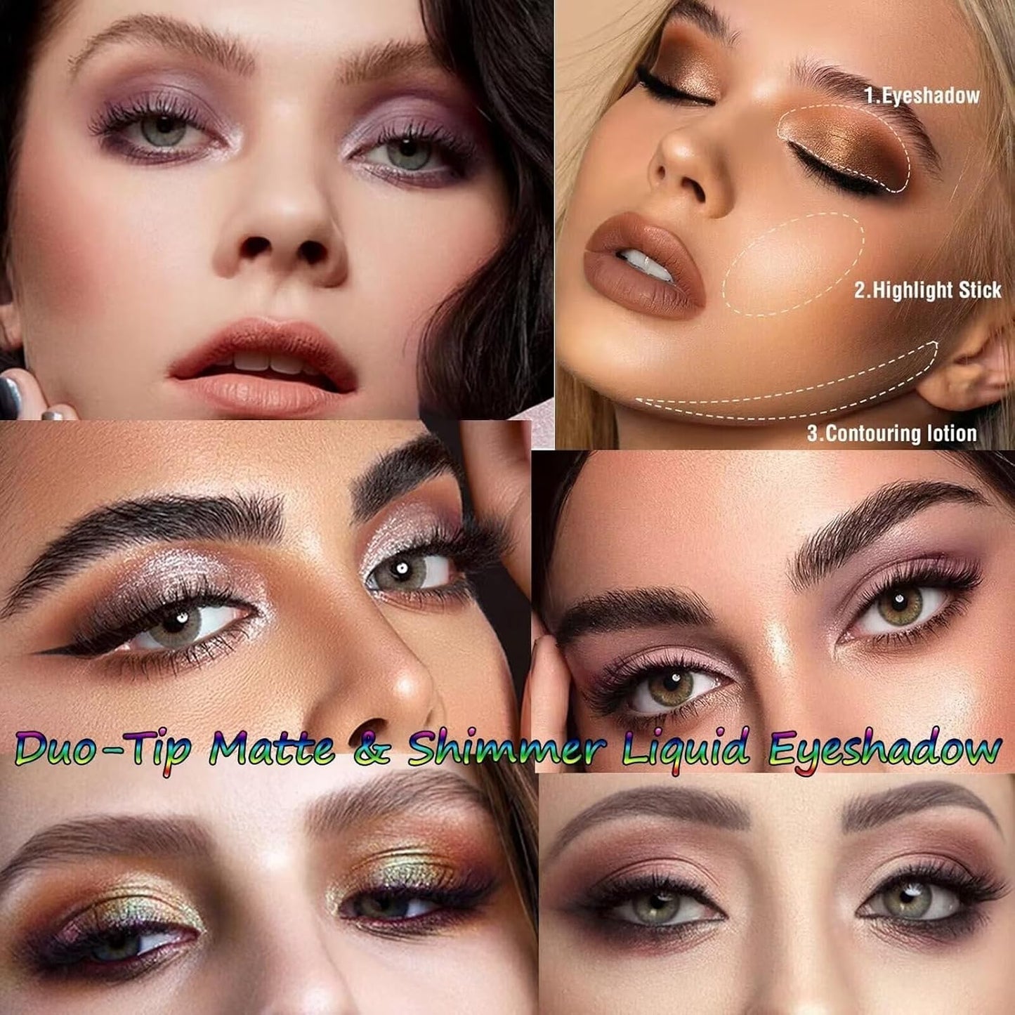 Liquid Eyeshadow Pencil, Earth Yellow Brown, 6-Color, Waterproof, Dual-End, Portable, Cruelty-Free