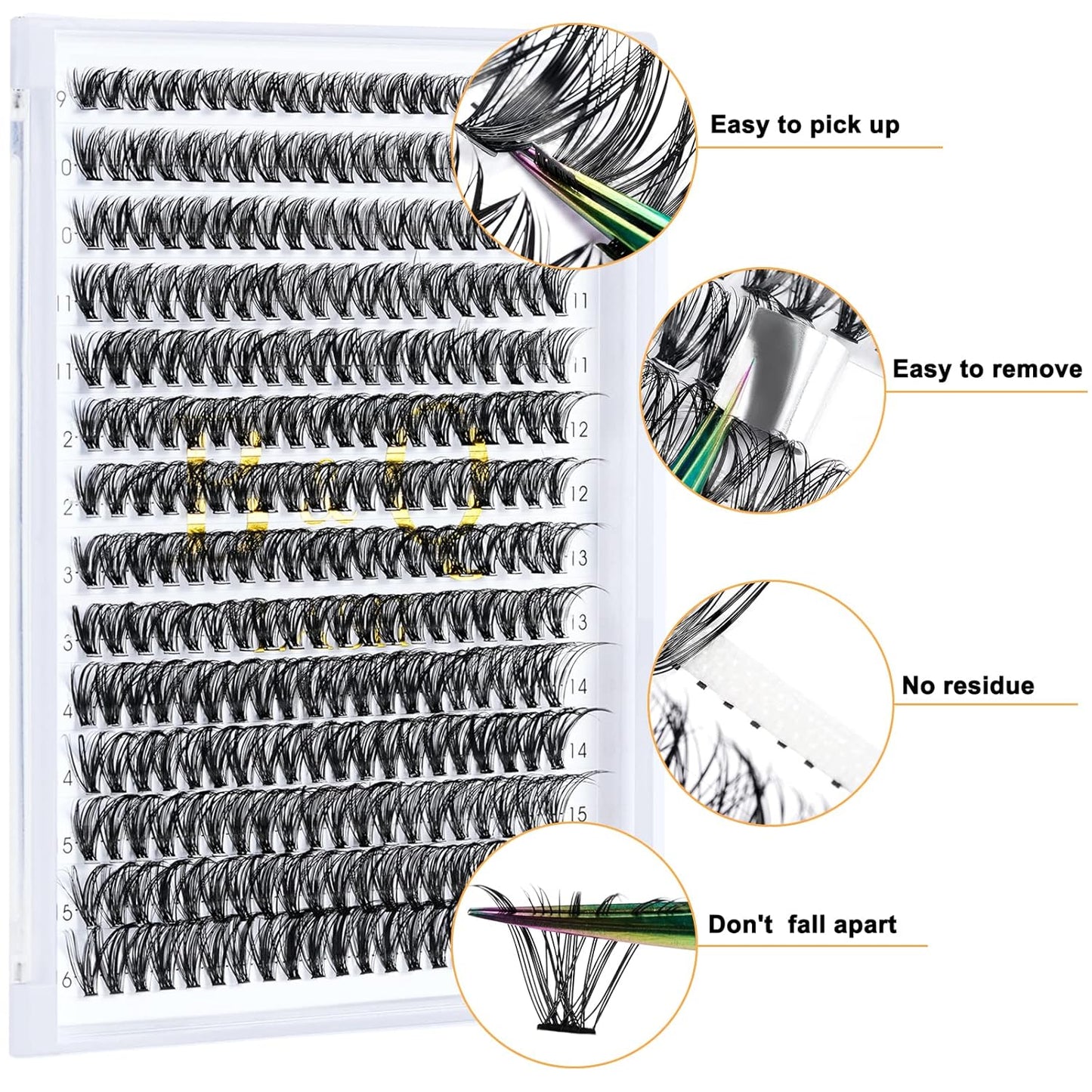 B&Qaugen False Eyelash, 280 Clusters Individual Lashes, 50D, Vegan, Cruelty Free